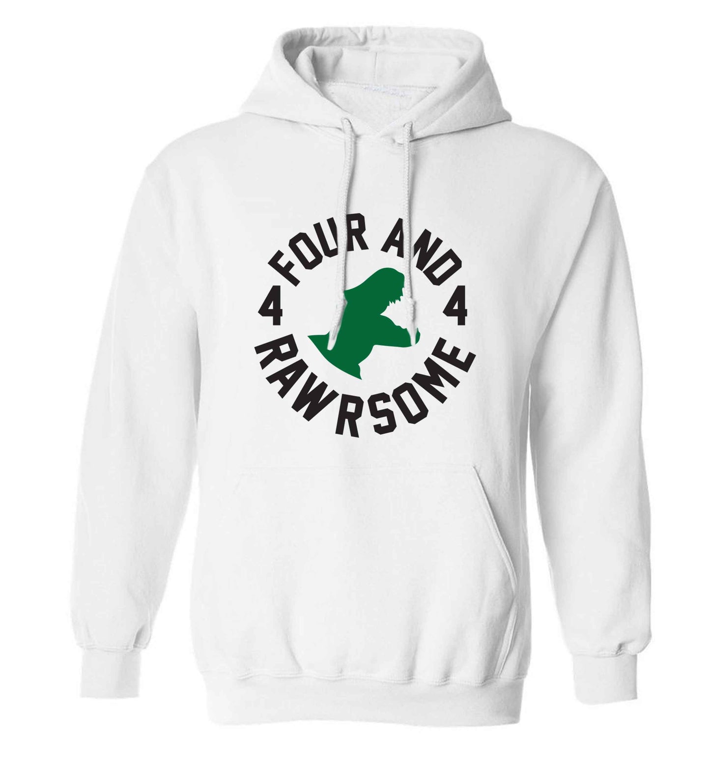 Four and rawrsome adults unisex white hoodie 2XL