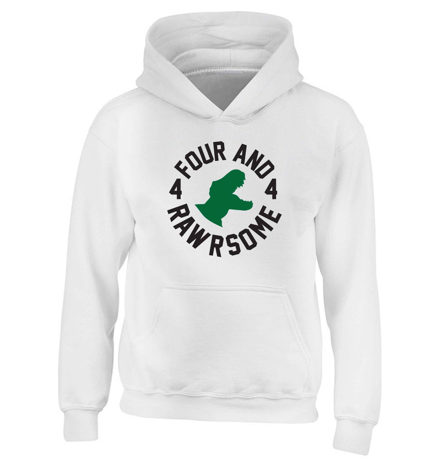 Four and rawrsome children's white hoodie 12-13 Years