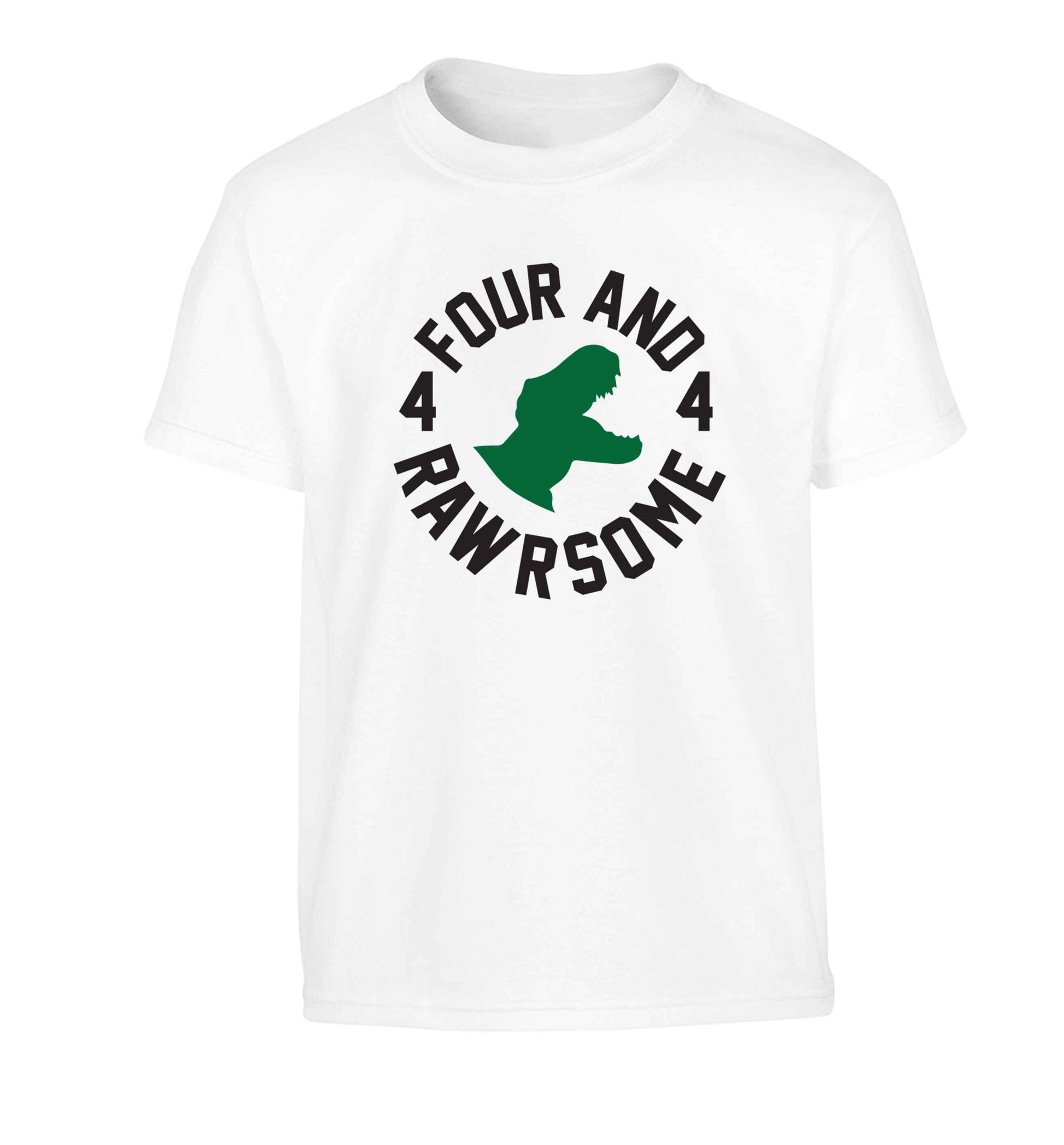 Four and rawrsome Children's white Tshirt 12-13 Years