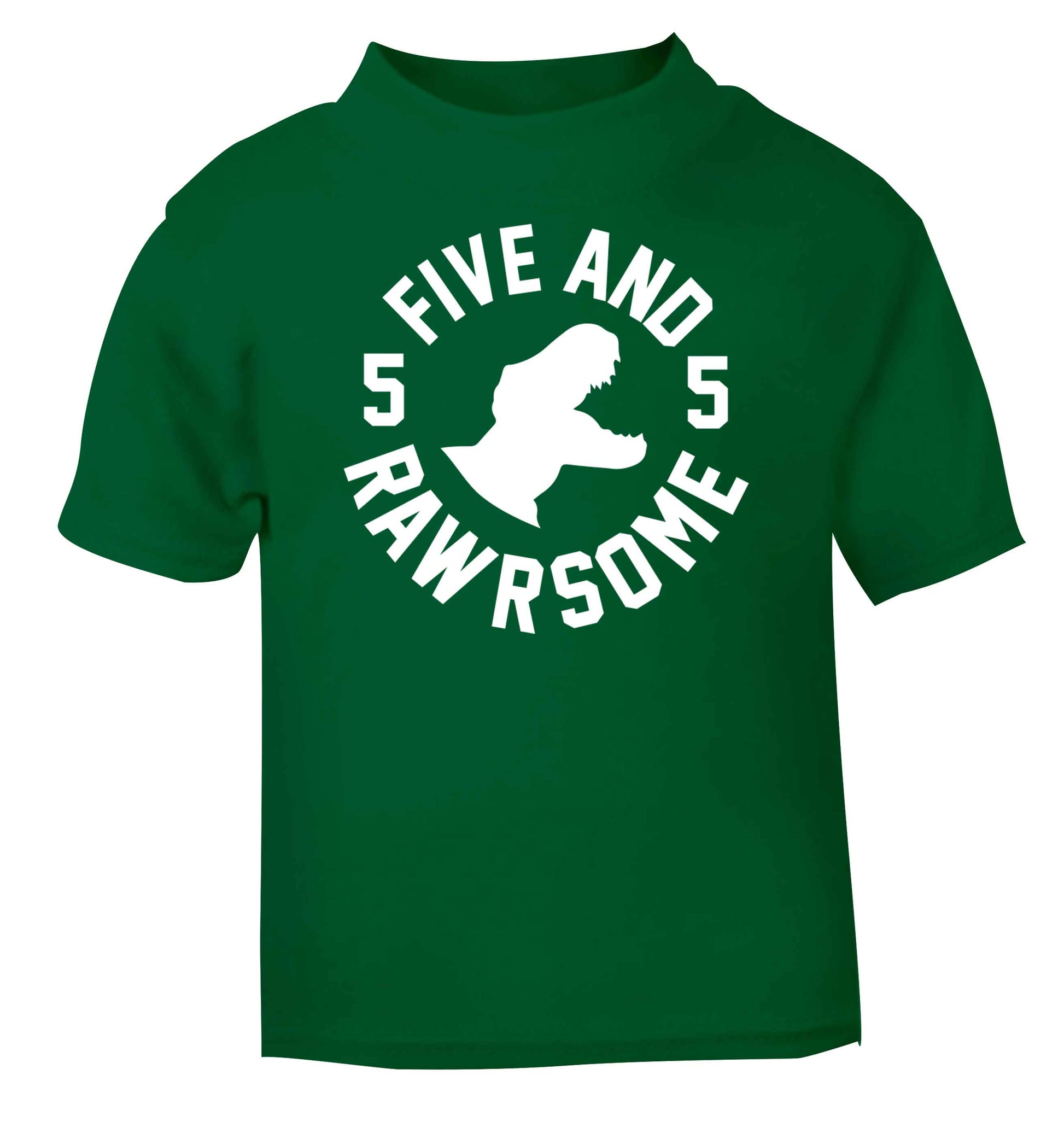 Five and rawrsome green baby toddler Tshirt 2 Years