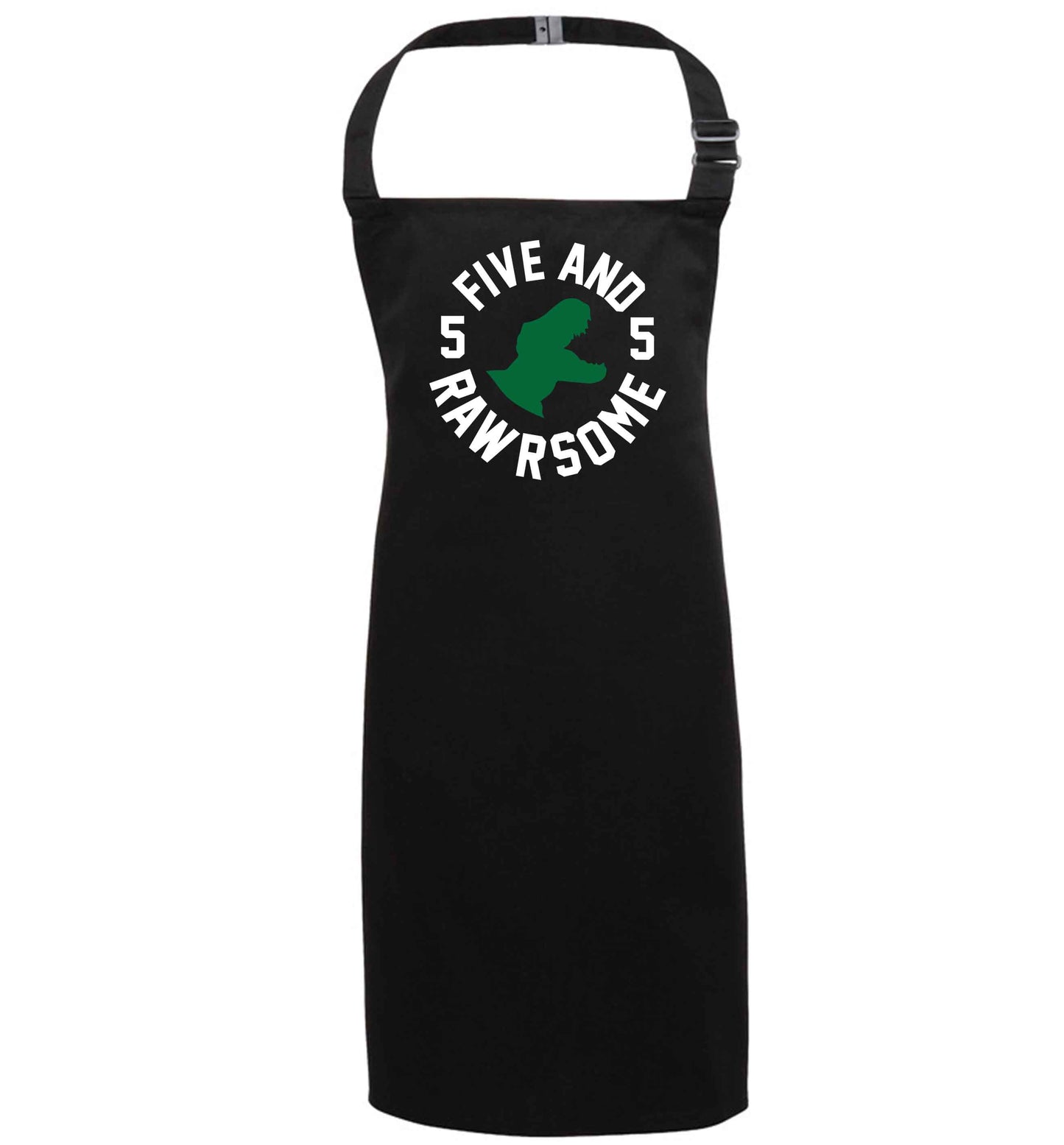 Five and rawrsome black apron 7-10 years