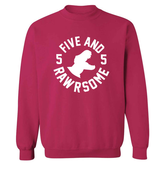 Five and rawrsome adult's unisex pink sweater 2XL