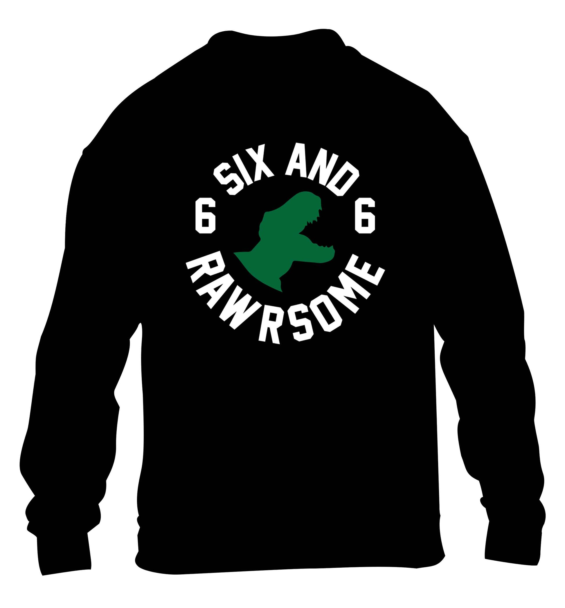 Six and rawrsome children's black sweater 12-13 Years