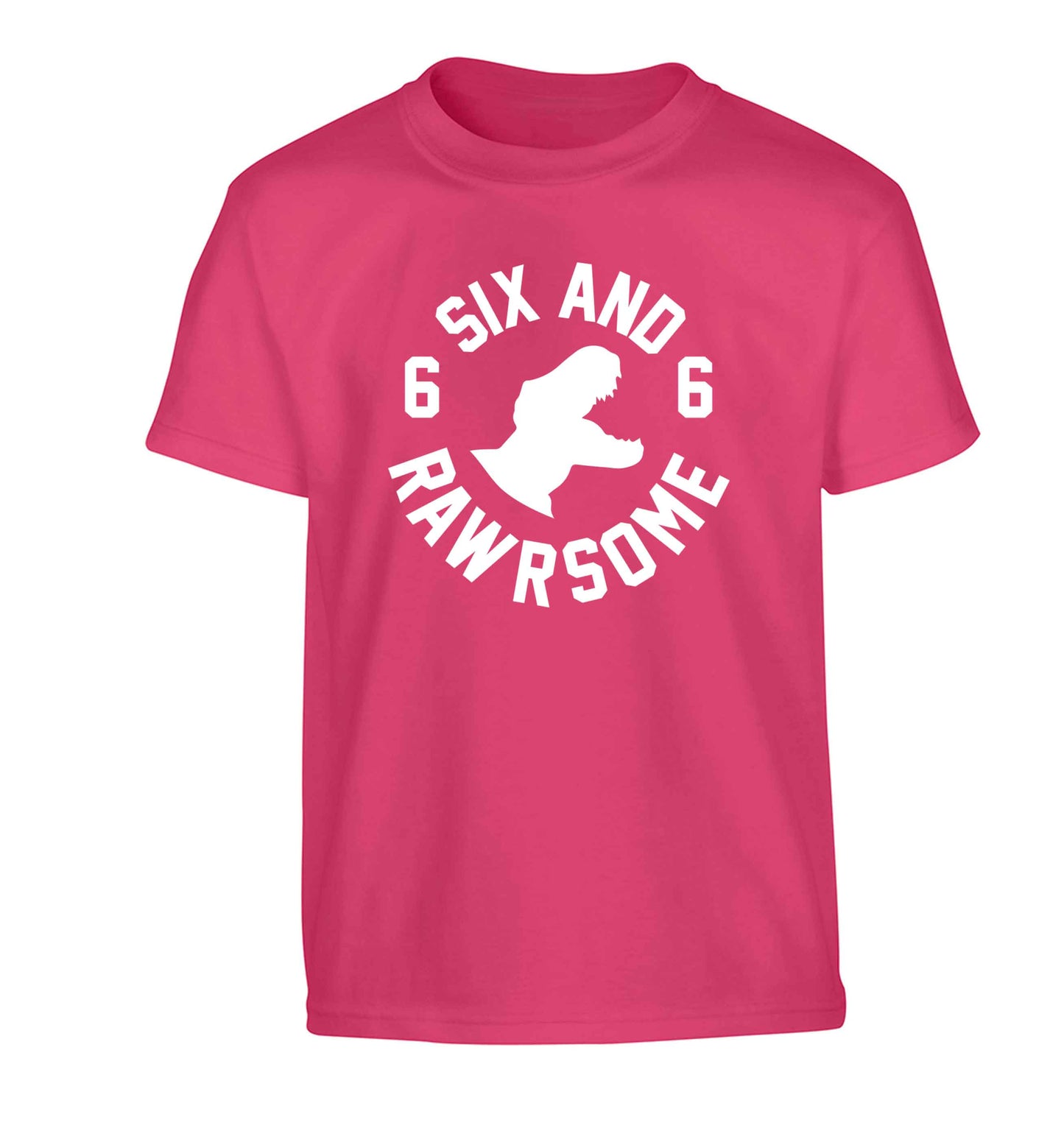 Six and rawrsome Children's pink Tshirt 12-13 Years