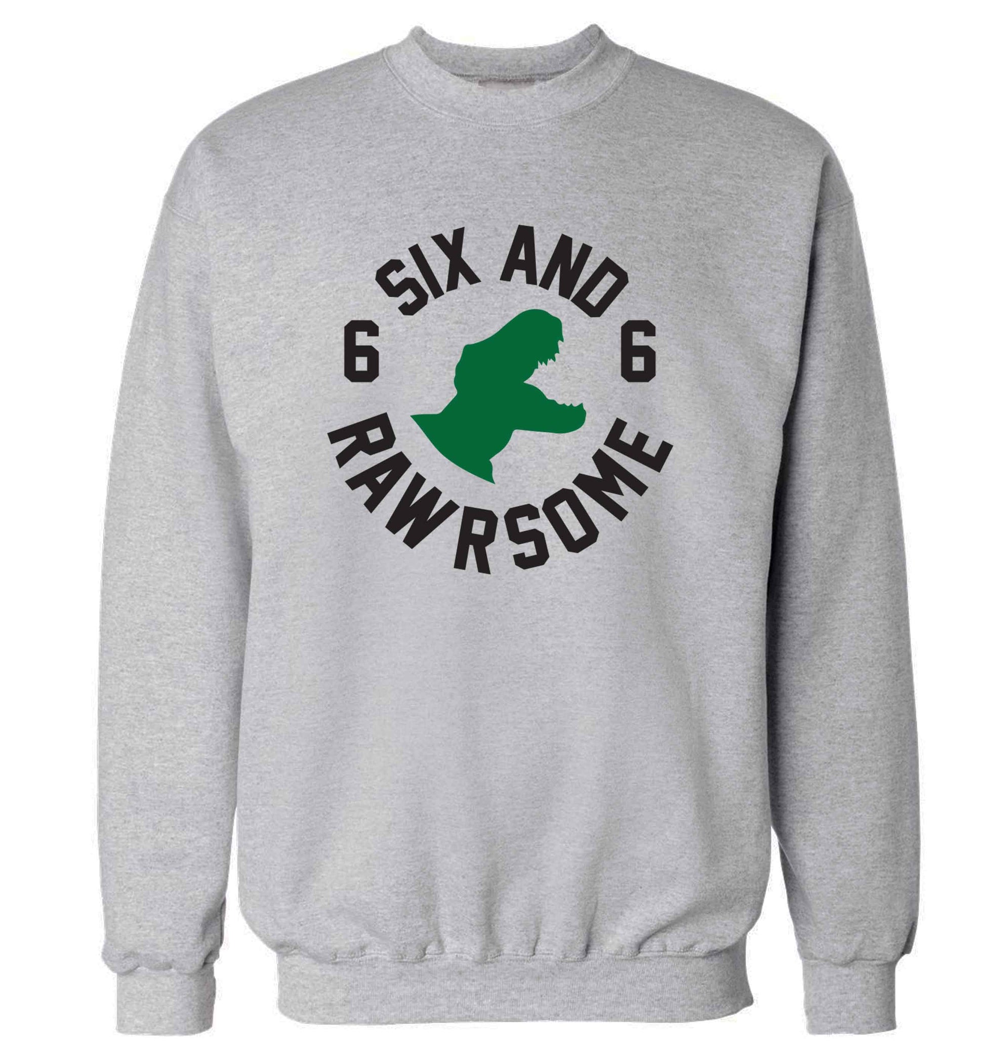 Six and rawrsome adult's unisex grey sweater 2XL