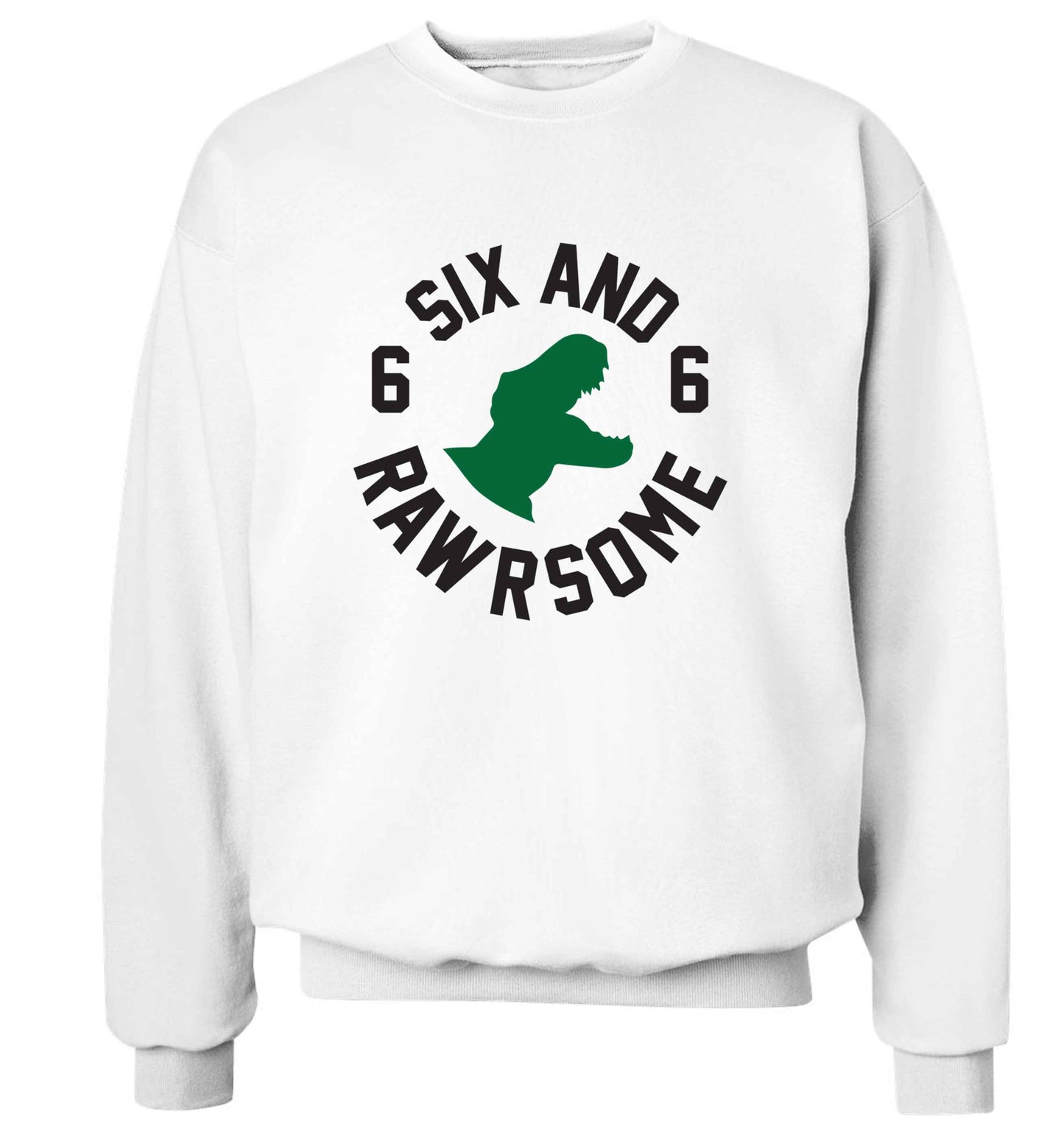 Six and rawrsome adult's unisex white sweater 2XL