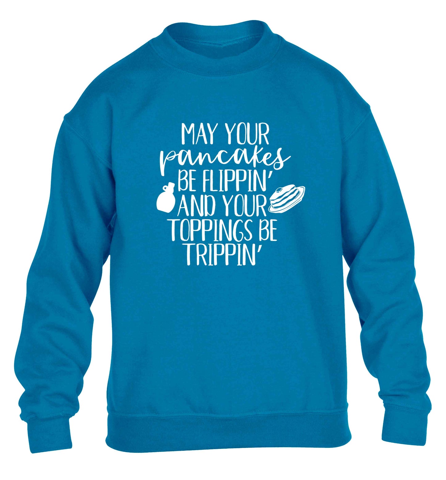 May your pancakes be flippin' and your toppings be trippin' children's blue sweater 12-13 Years