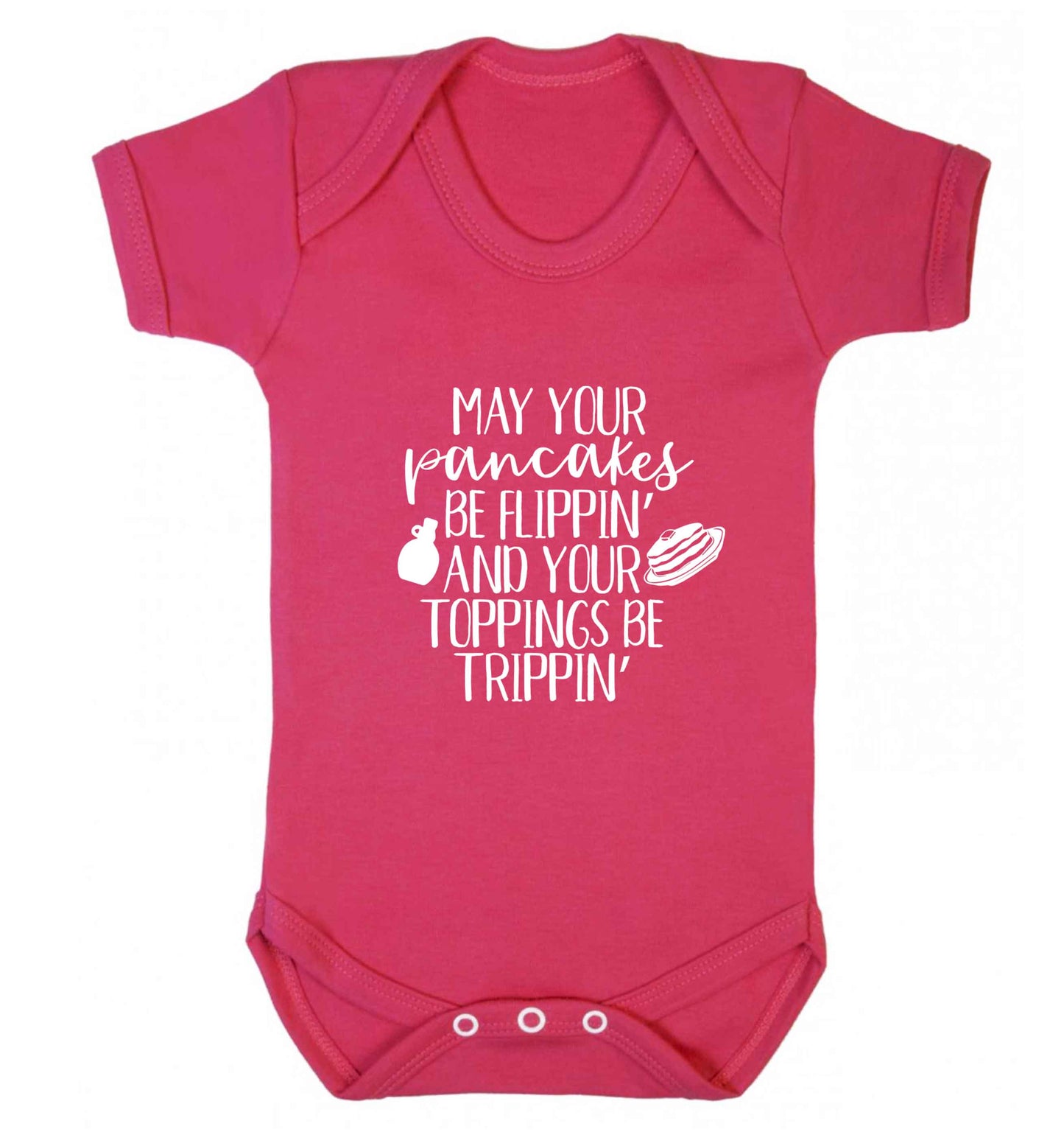 May your pancakes be flippin' and your toppings be trippin' baby vest dark pink 18-24 months