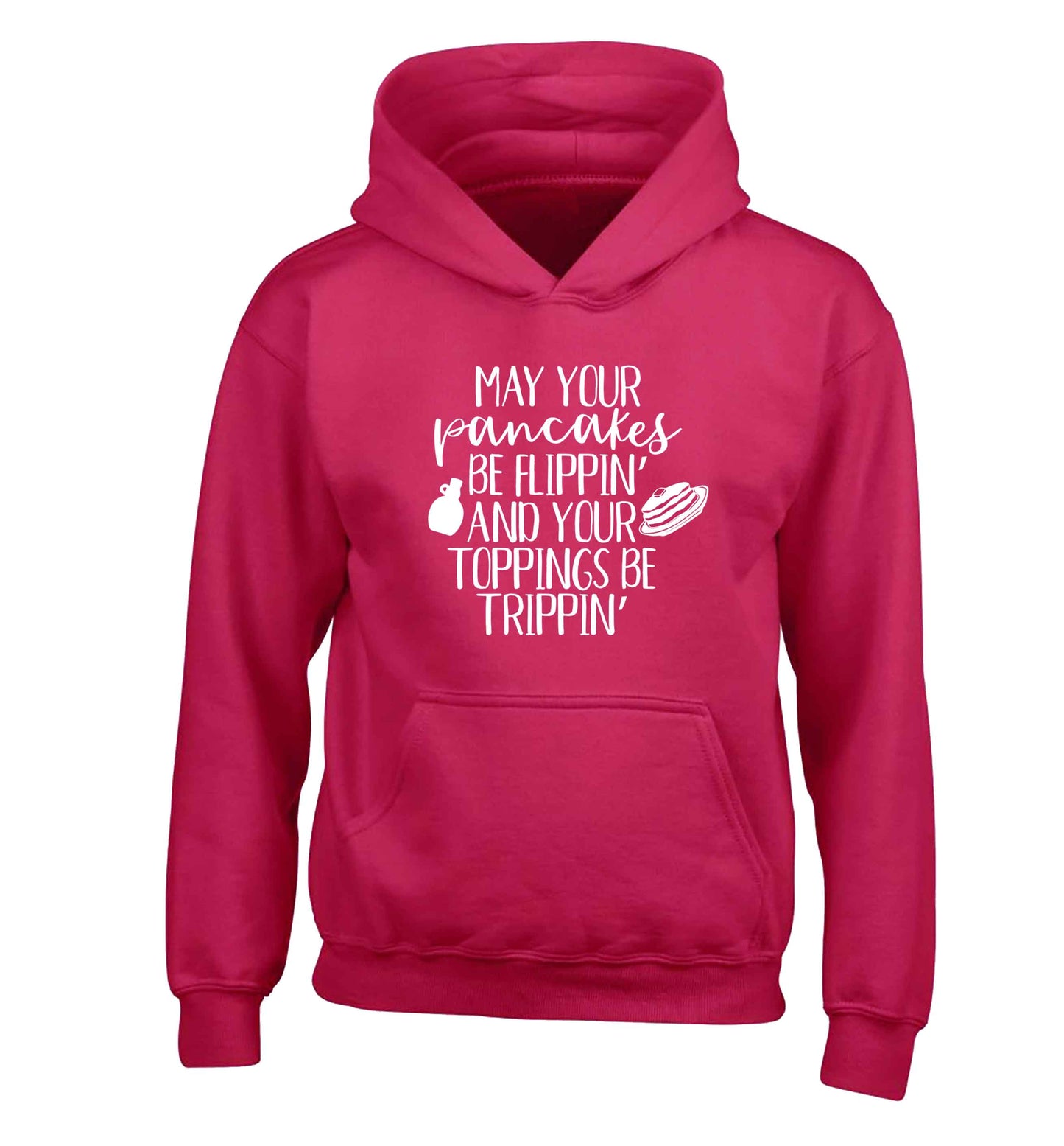 May your pancakes be flippin' and your toppings be trippin' children's pink hoodie 12-13 Years