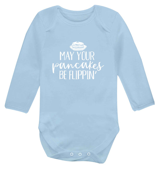 May your pancakes be flippin' baby vest long sleeved pale blue 6-12 months
