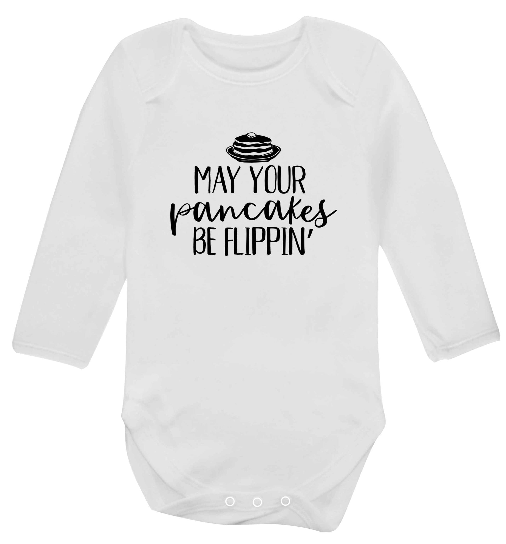 May your pancakes be flippin' baby vest long sleeved white 6-12 months