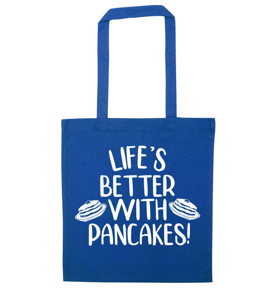 Life's better with pancakes blue tote bag