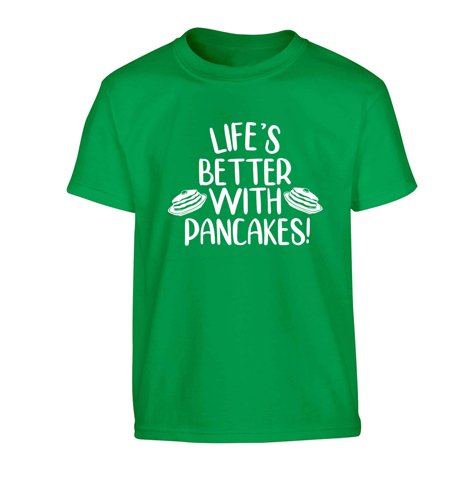 Life's better with pancakes Children's green Tshirt 12-13 Years