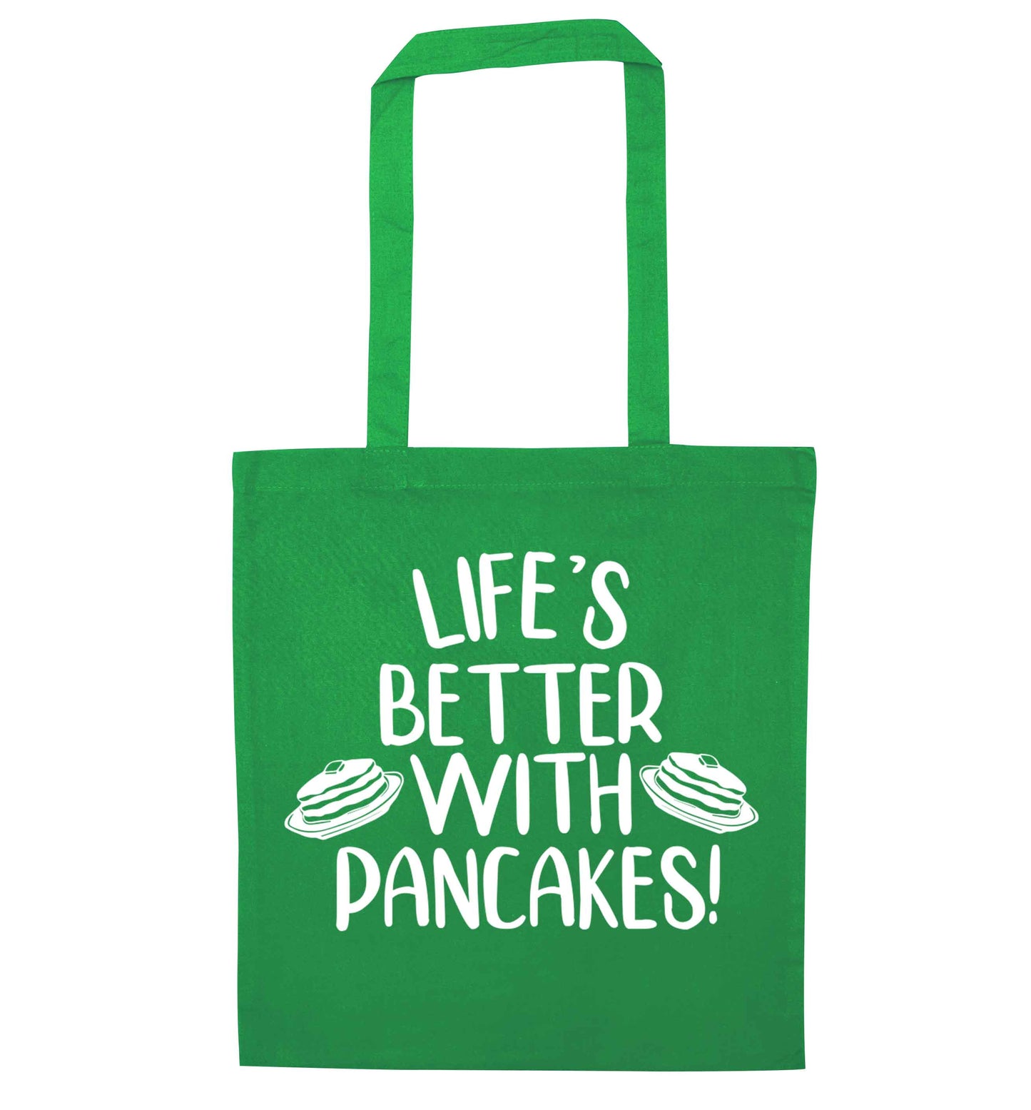 Life's better with pancakes green tote bag
