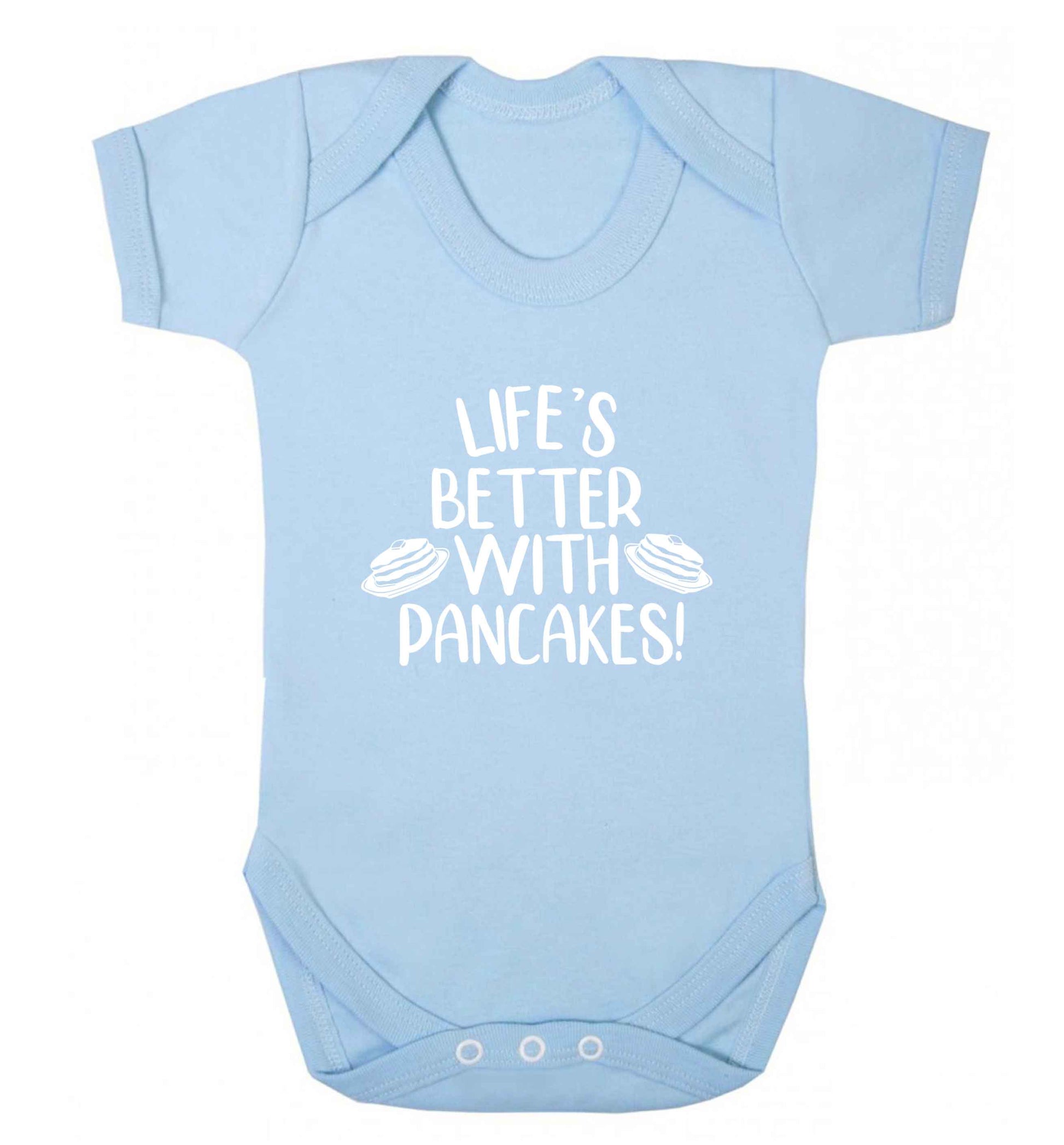 Life's better with pancakes baby vest pale blue 18-24 months