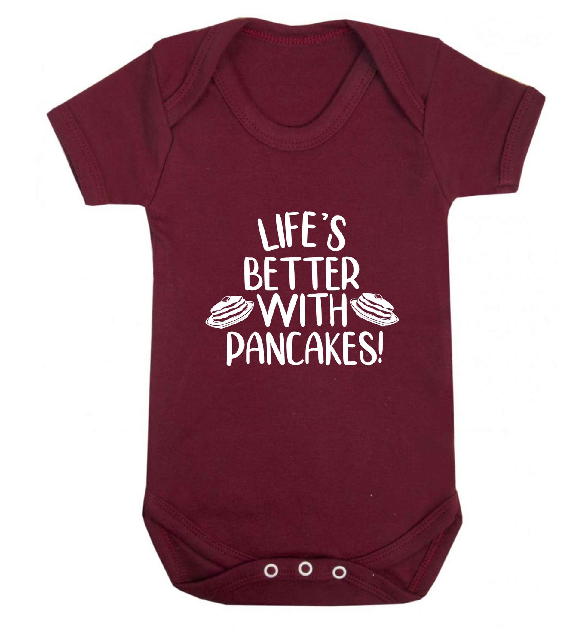 Life's better with pancakes baby vest maroon 18-24 months