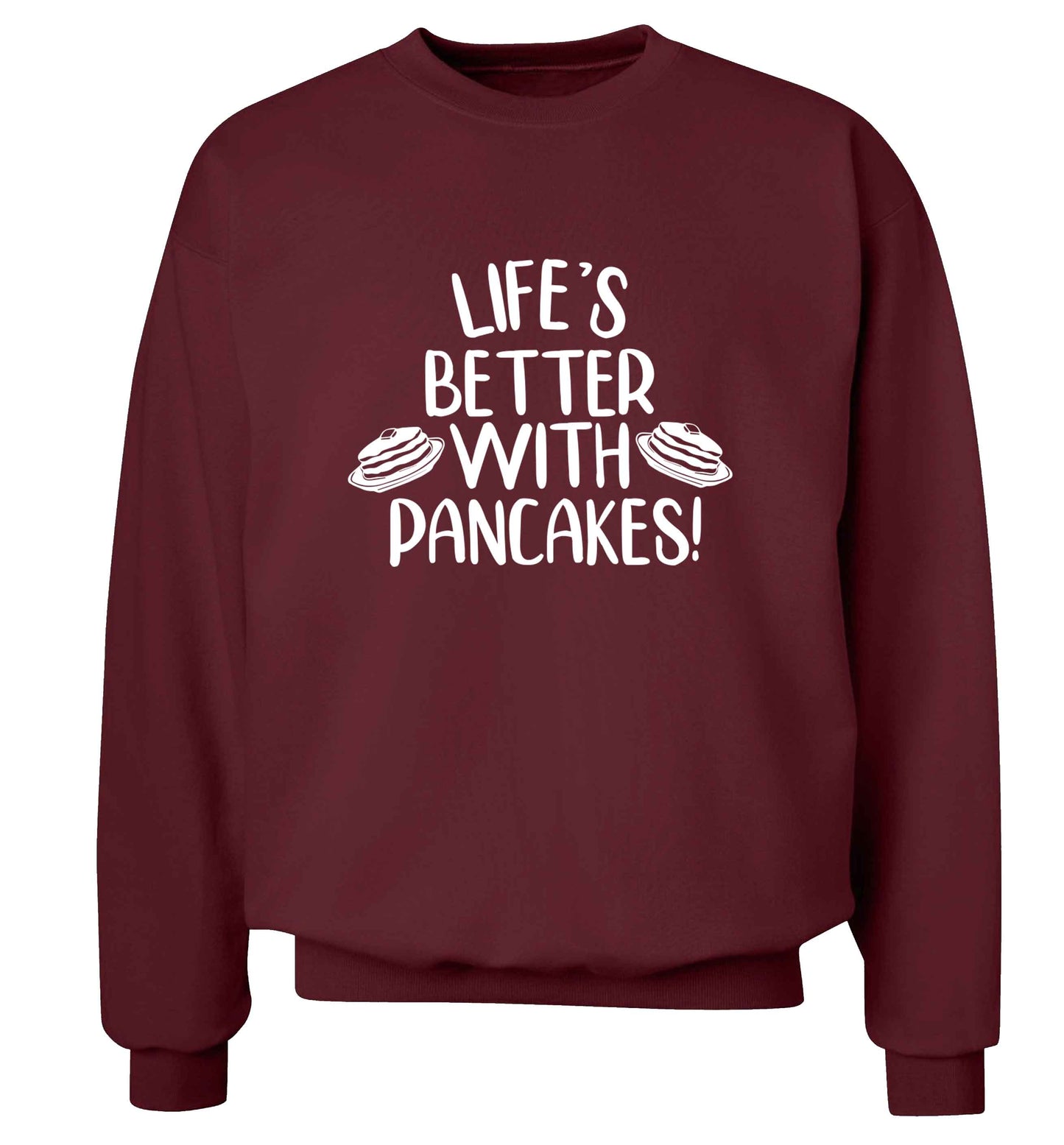 Life's better with pancakes adult's unisex maroon sweater 2XL