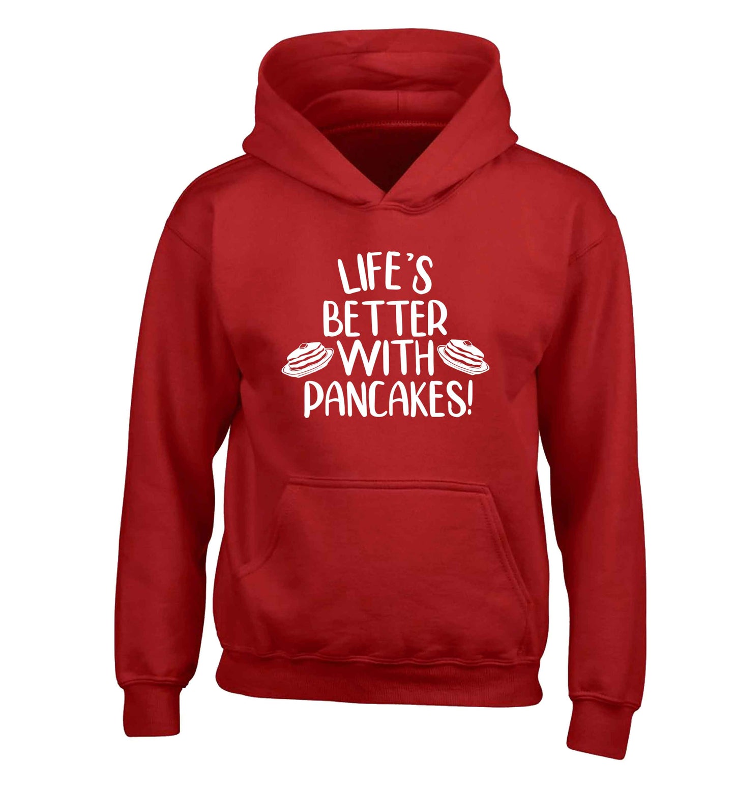 Life's better with pancakes children's red hoodie 12-13 Years