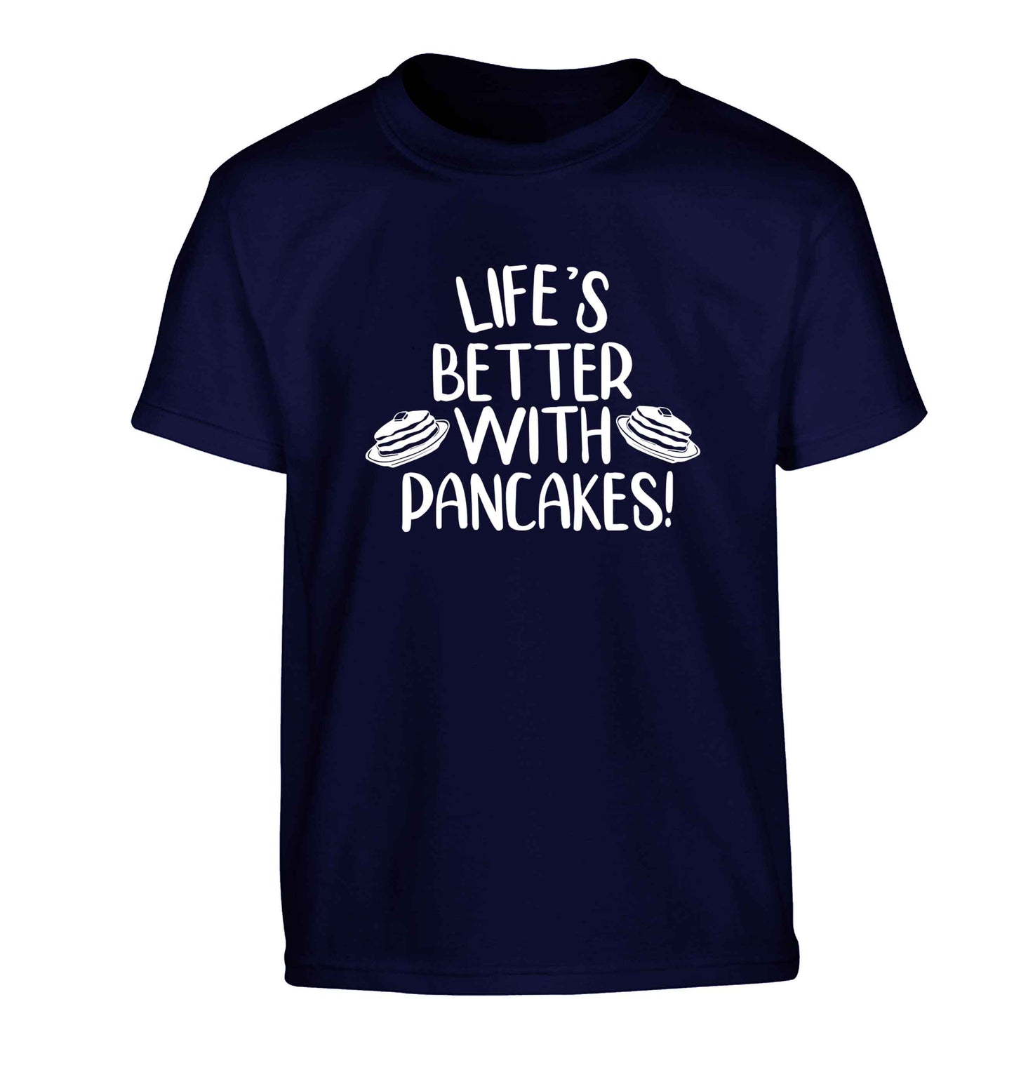 Life's better with pancakes Children's navy Tshirt 12-13 Years