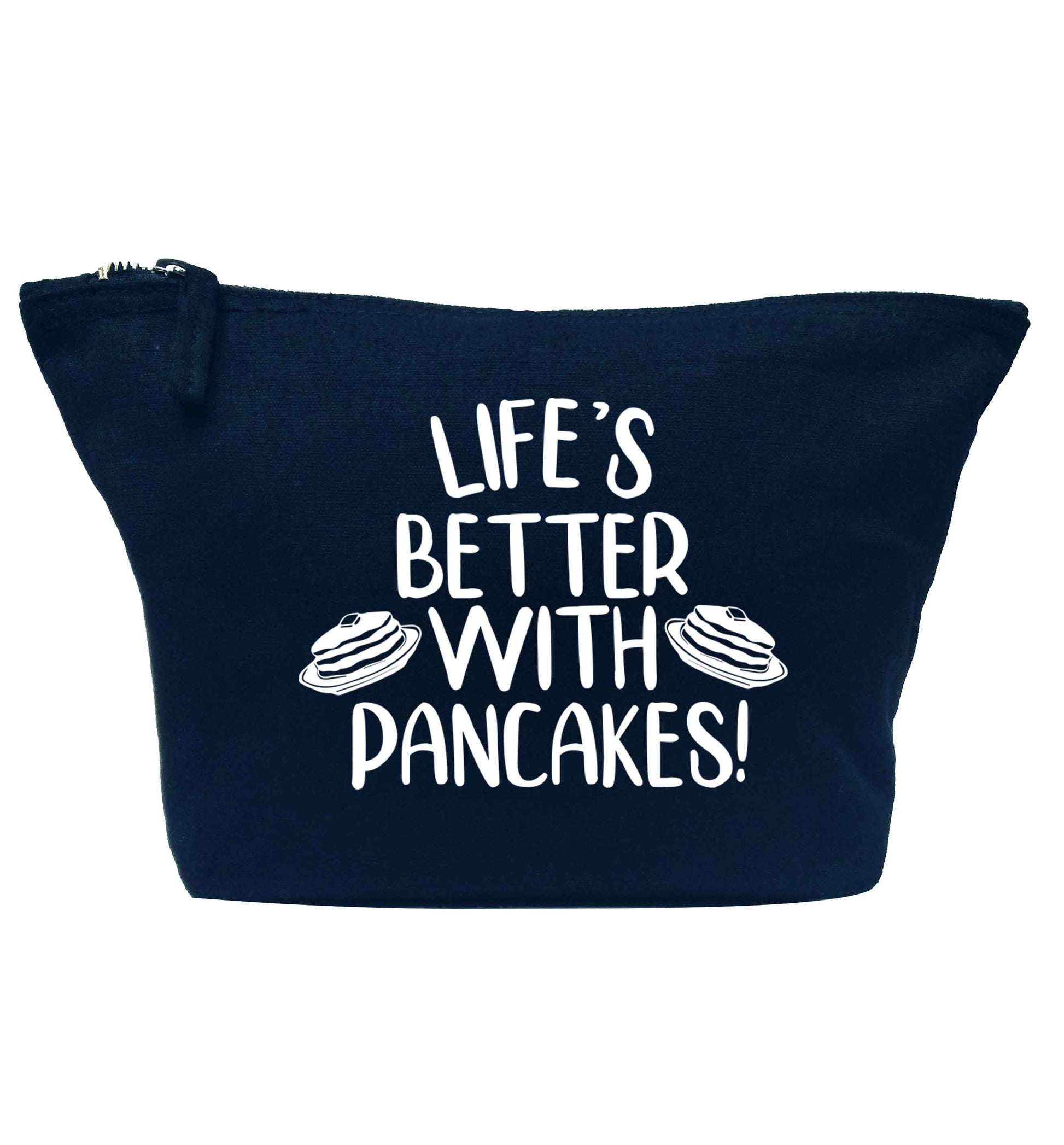 Life's better with pancakes navy makeup bag