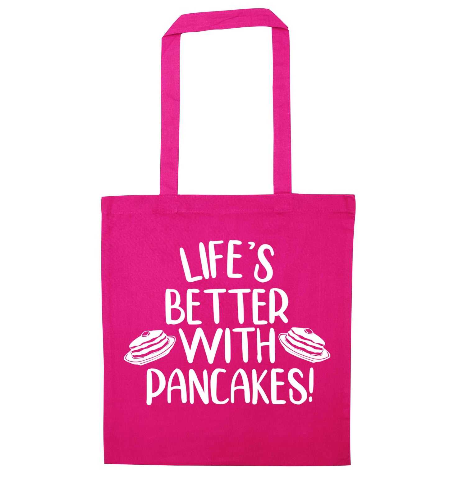 Life's better with pancakes pink tote bag