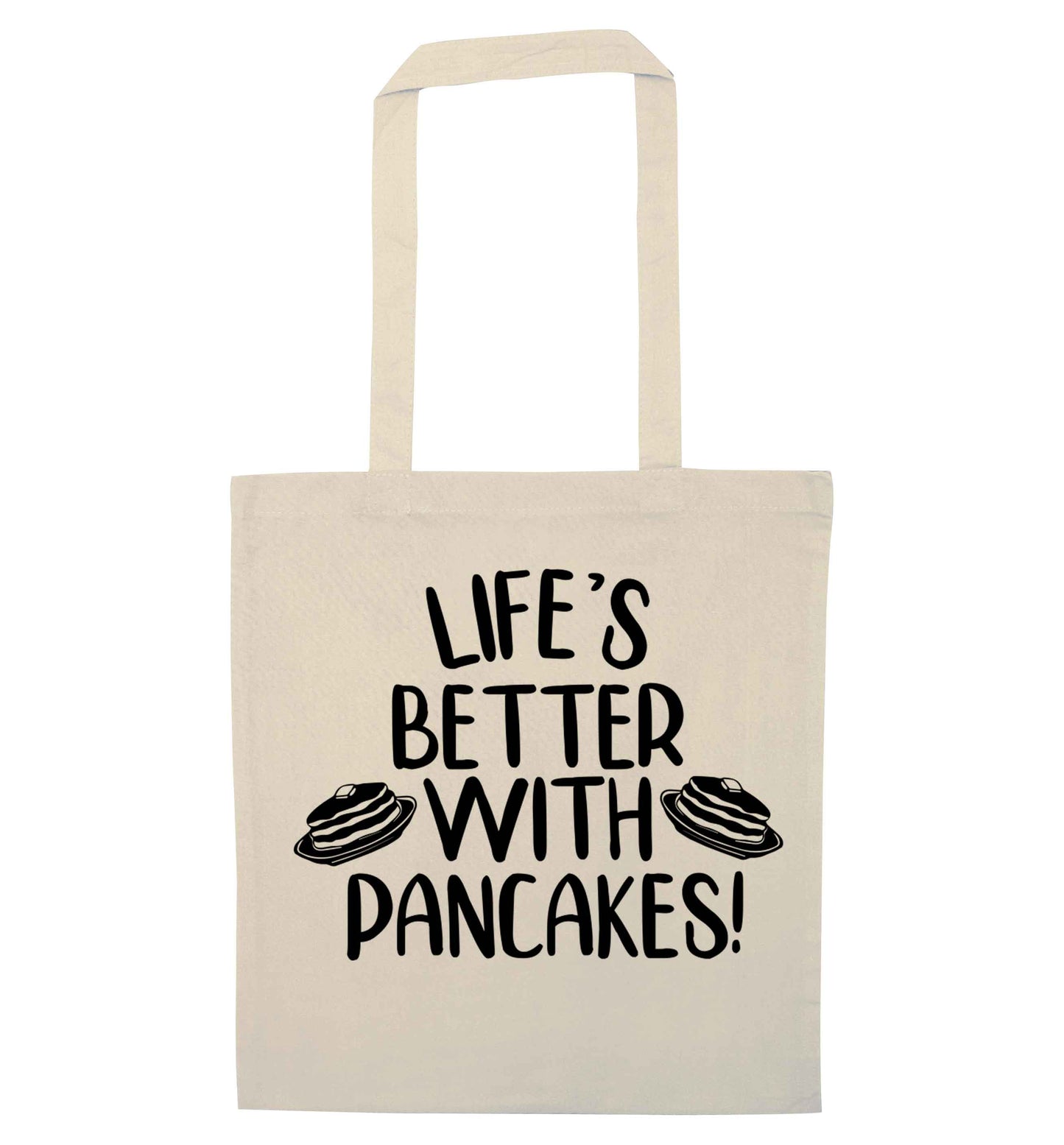 Life's better with pancakes natural tote bag
