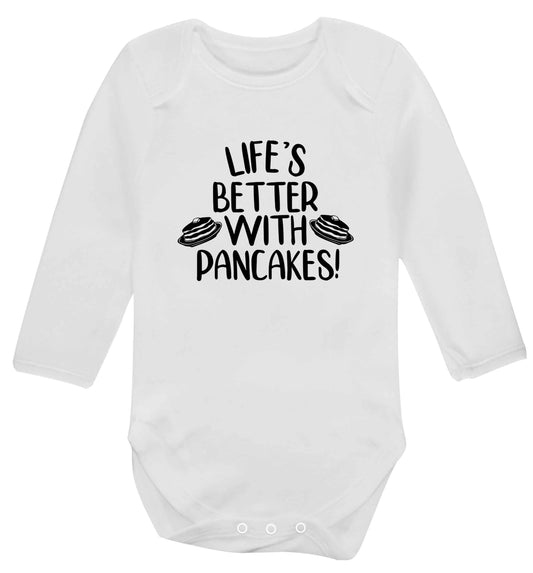 Life's better with pancakes baby vest long sleeved white 6-12 months