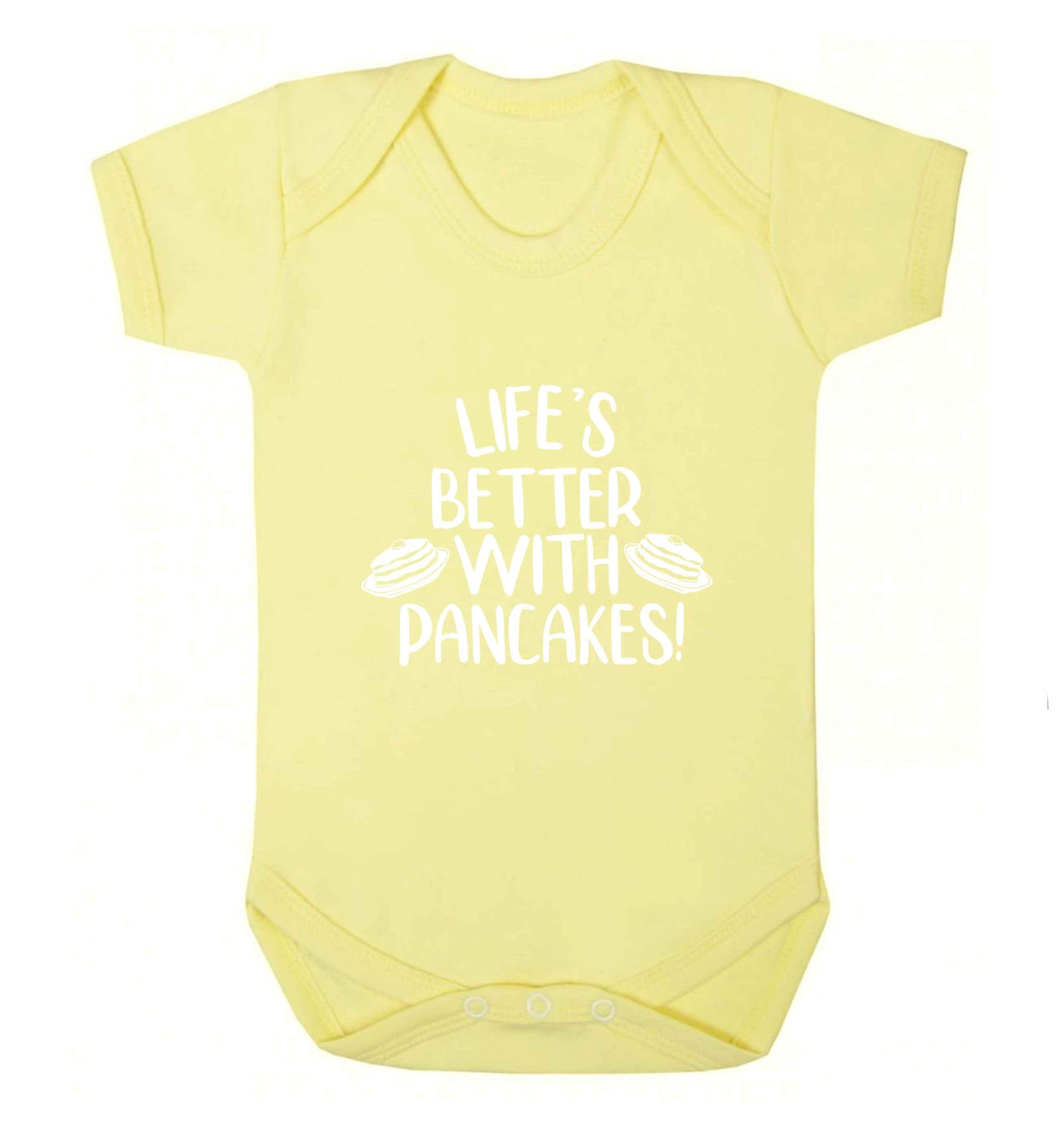Life's better with pancakes baby vest pale yellow 18-24 months