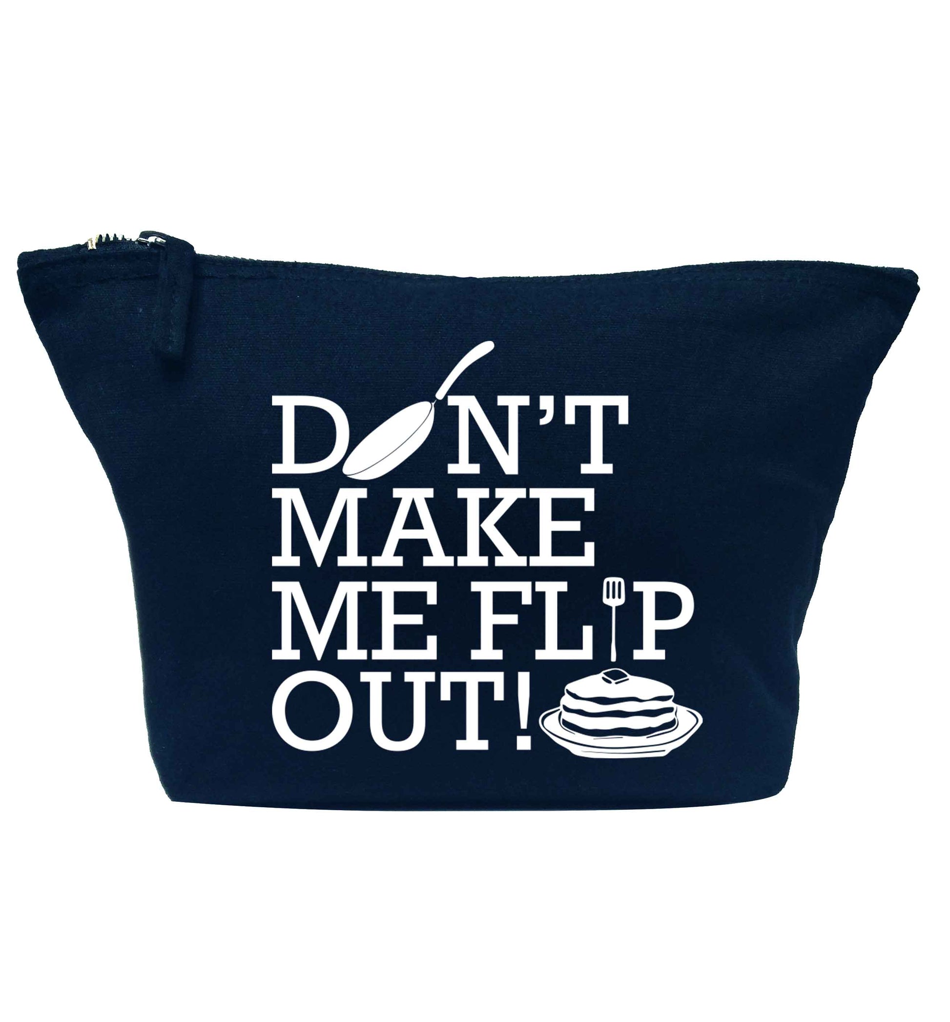 Don't make me flip out navy makeup bag
