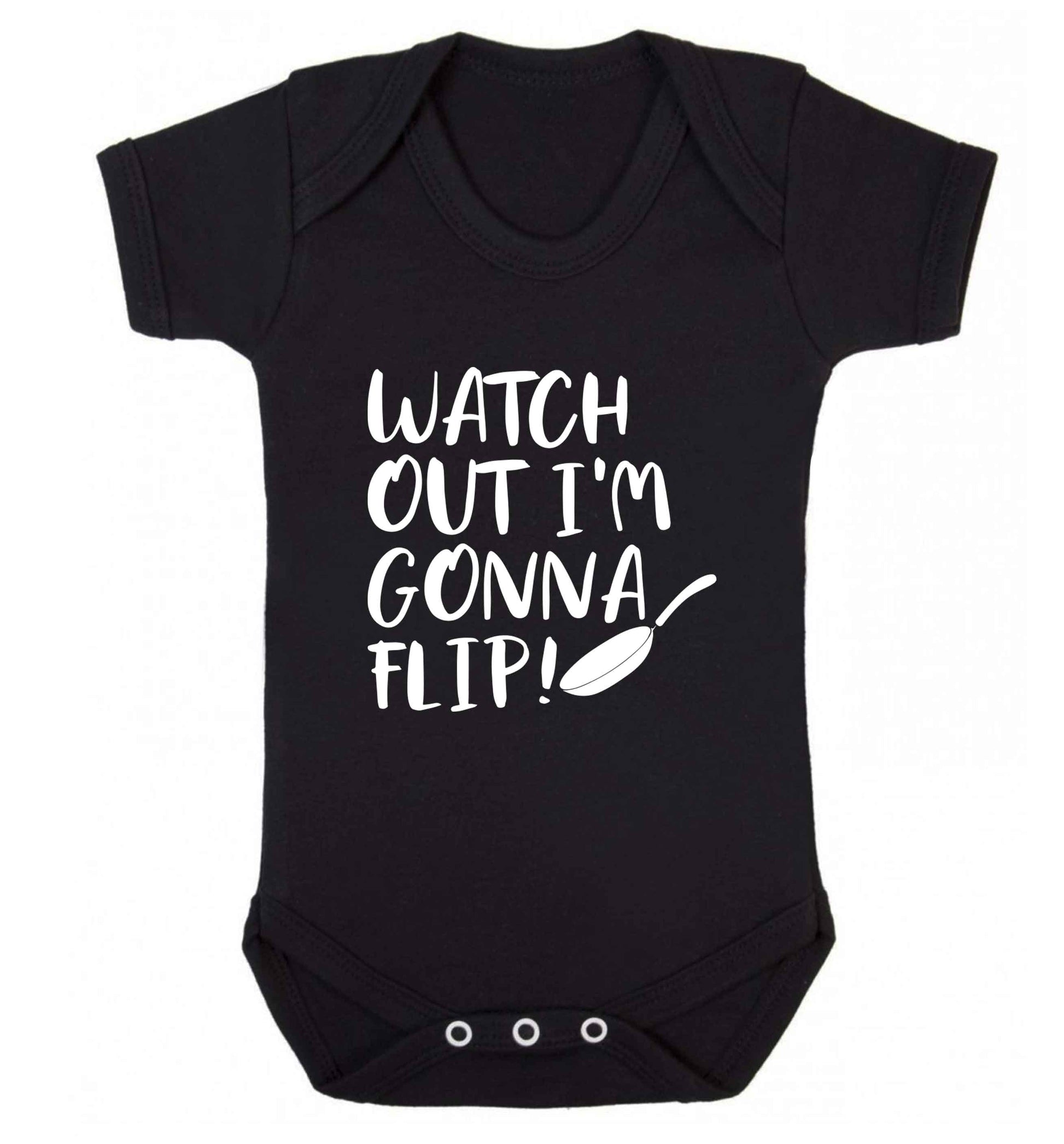 Watch out I'm gonna flip! baby vest black 18-24 months