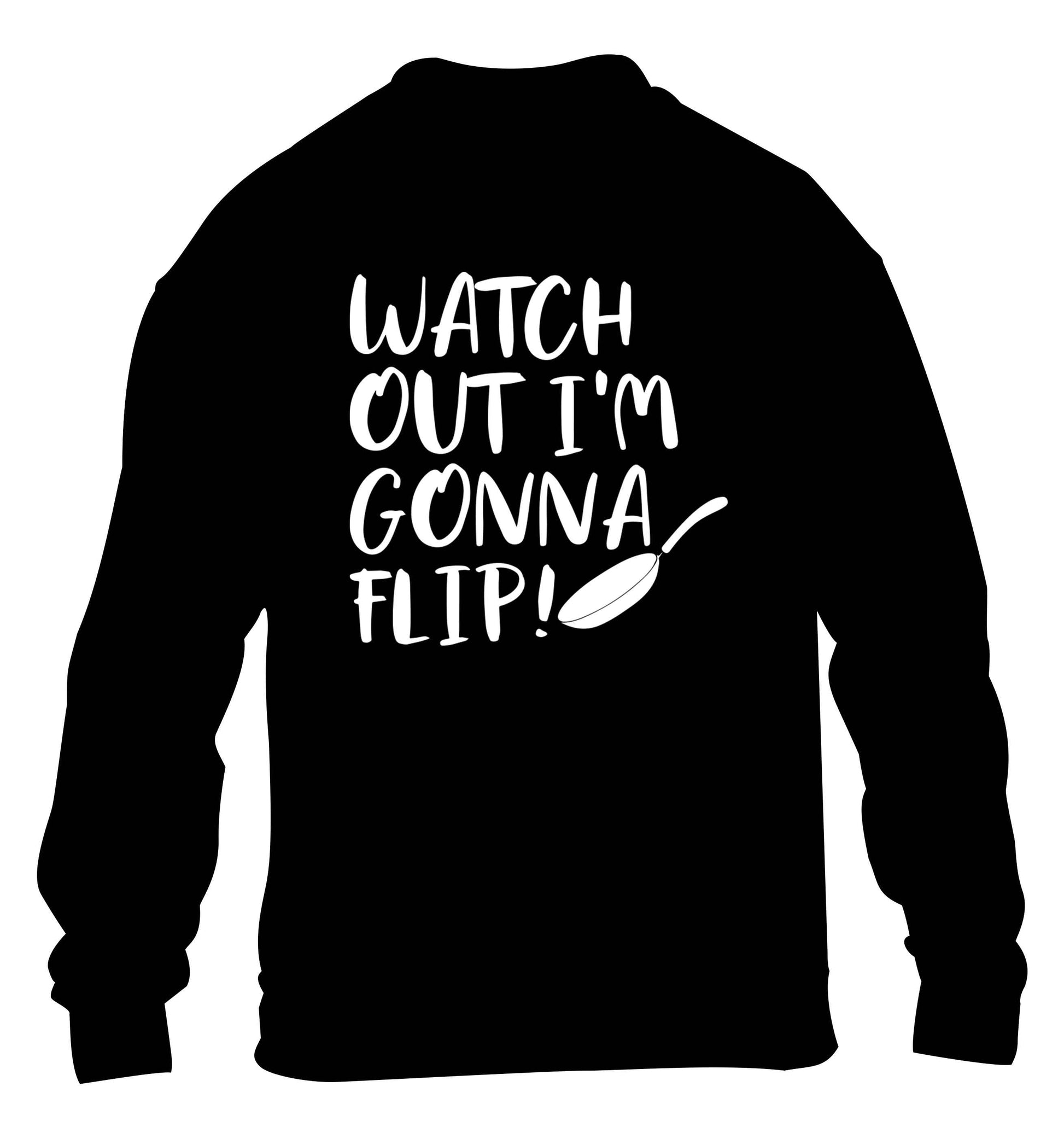 Watch out I'm gonna flip! children's black sweater 12-13 Years