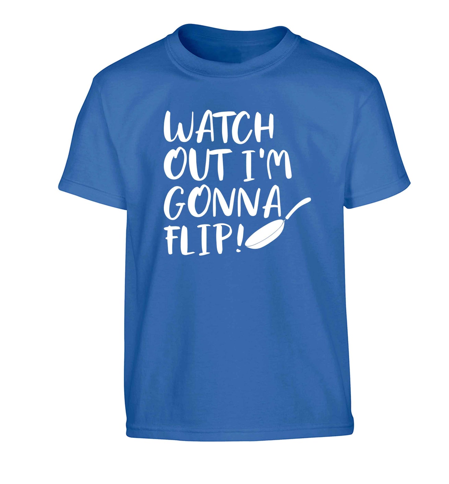 Watch out I'm gonna flip! Children's blue Tshirt 12-13 Years