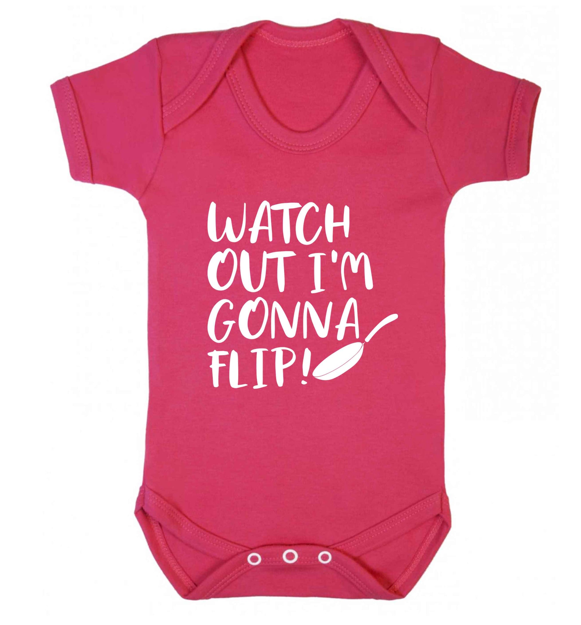 Watch out I'm gonna flip! baby vest dark pink 18-24 months