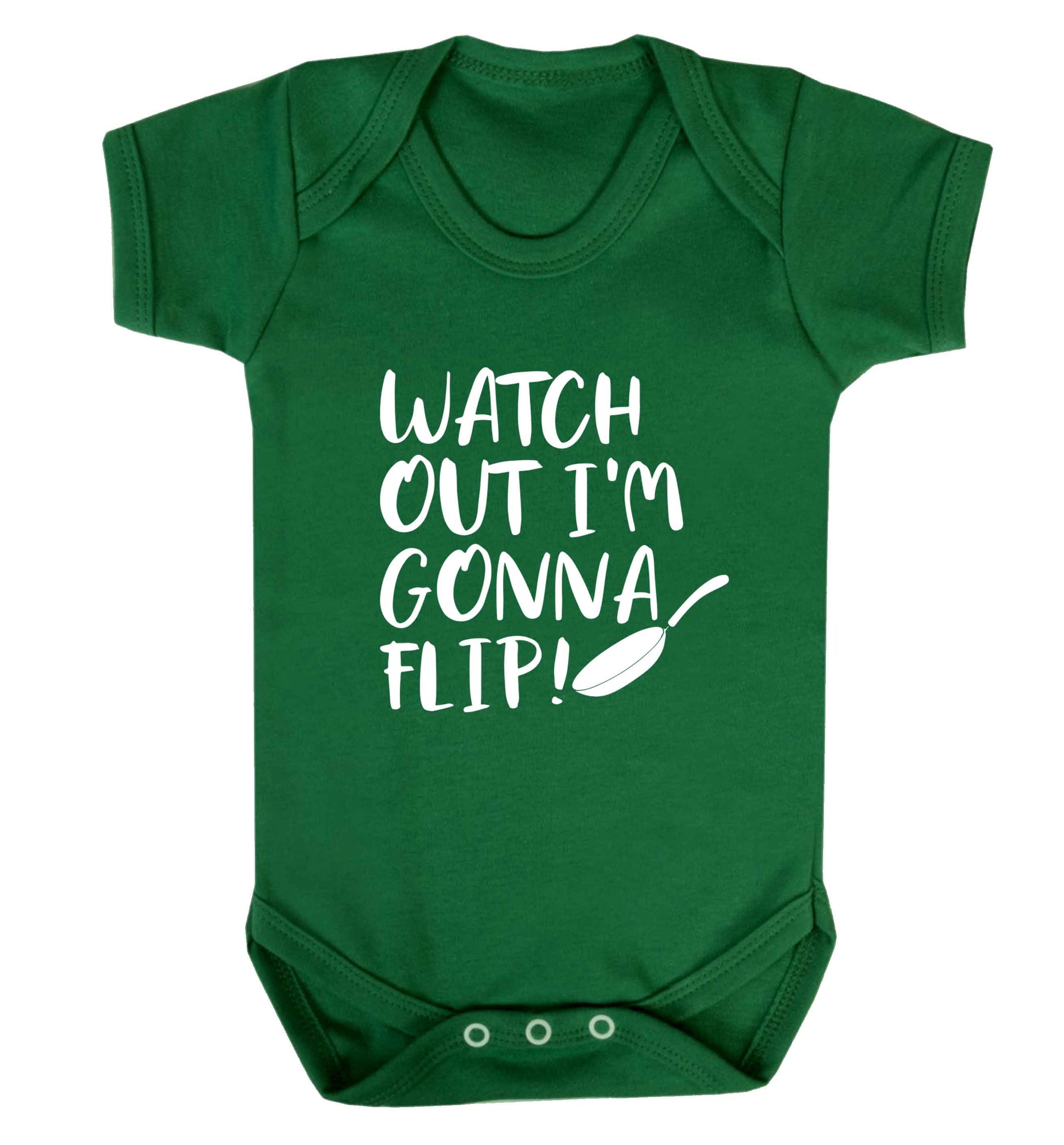 Watch out I'm gonna flip! baby vest green 18-24 months