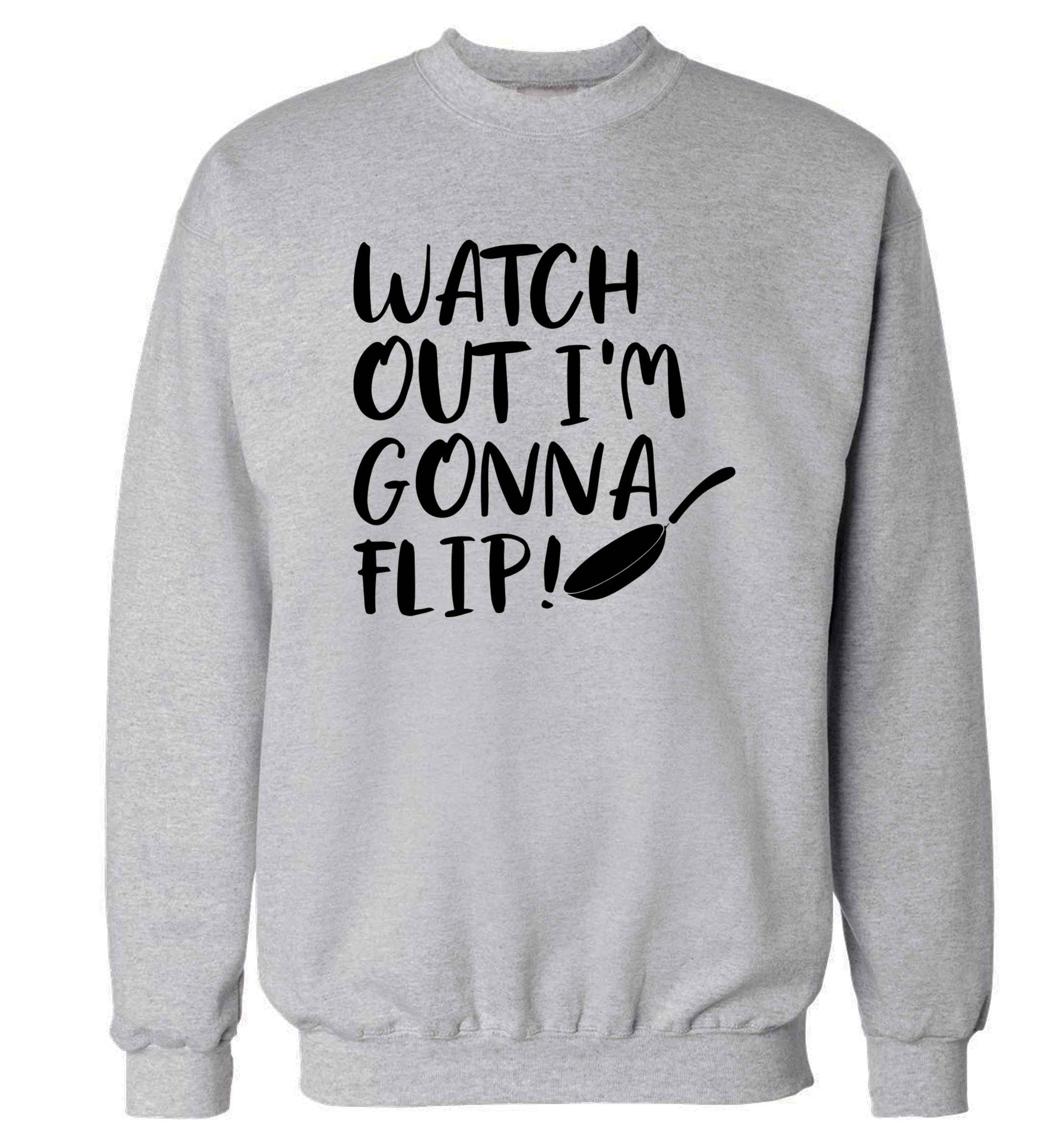 Watch out I'm gonna flip! adult's unisex grey sweater 2XL