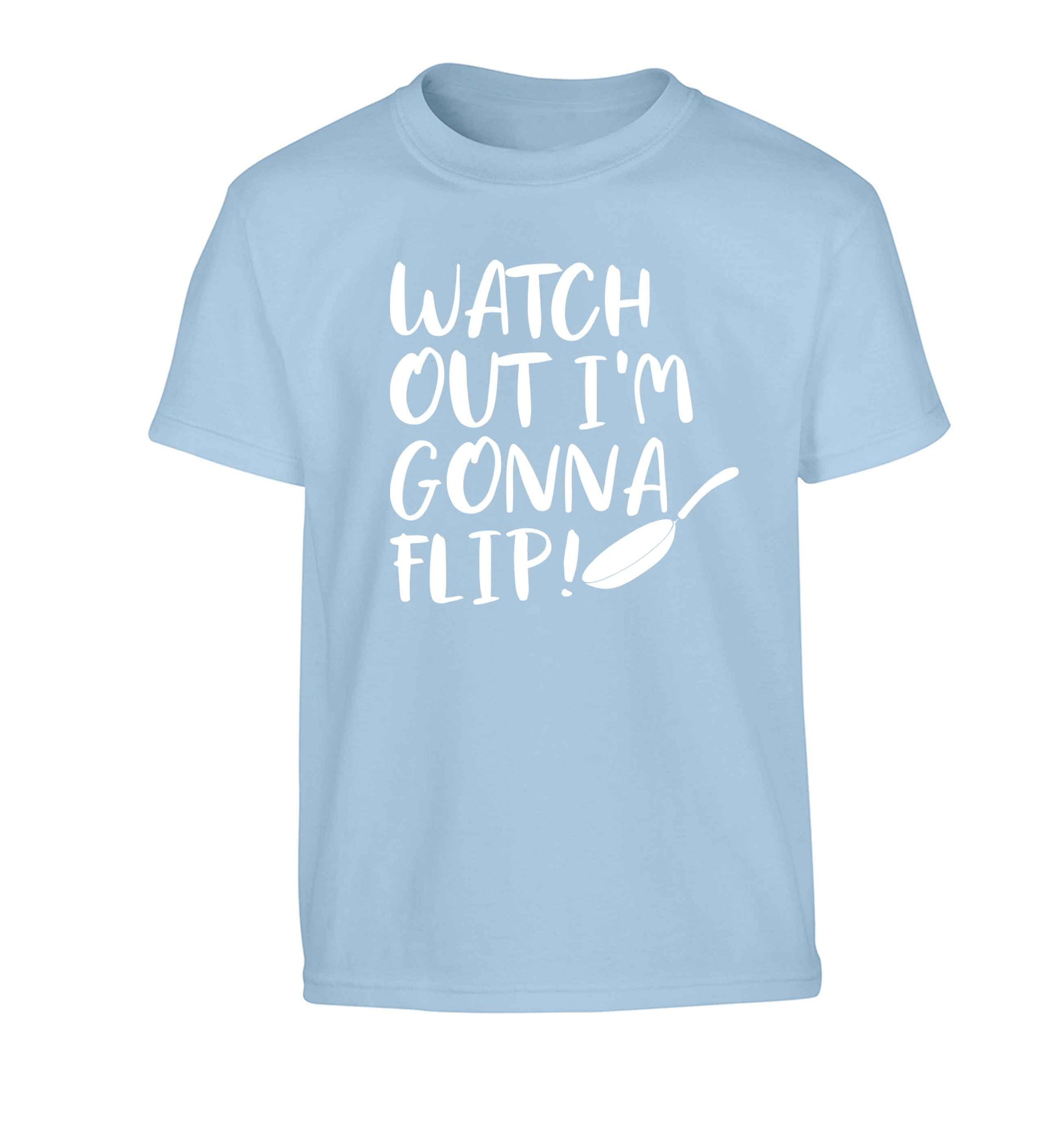 Watch out I'm gonna flip! Children's light blue Tshirt 12-13 Years