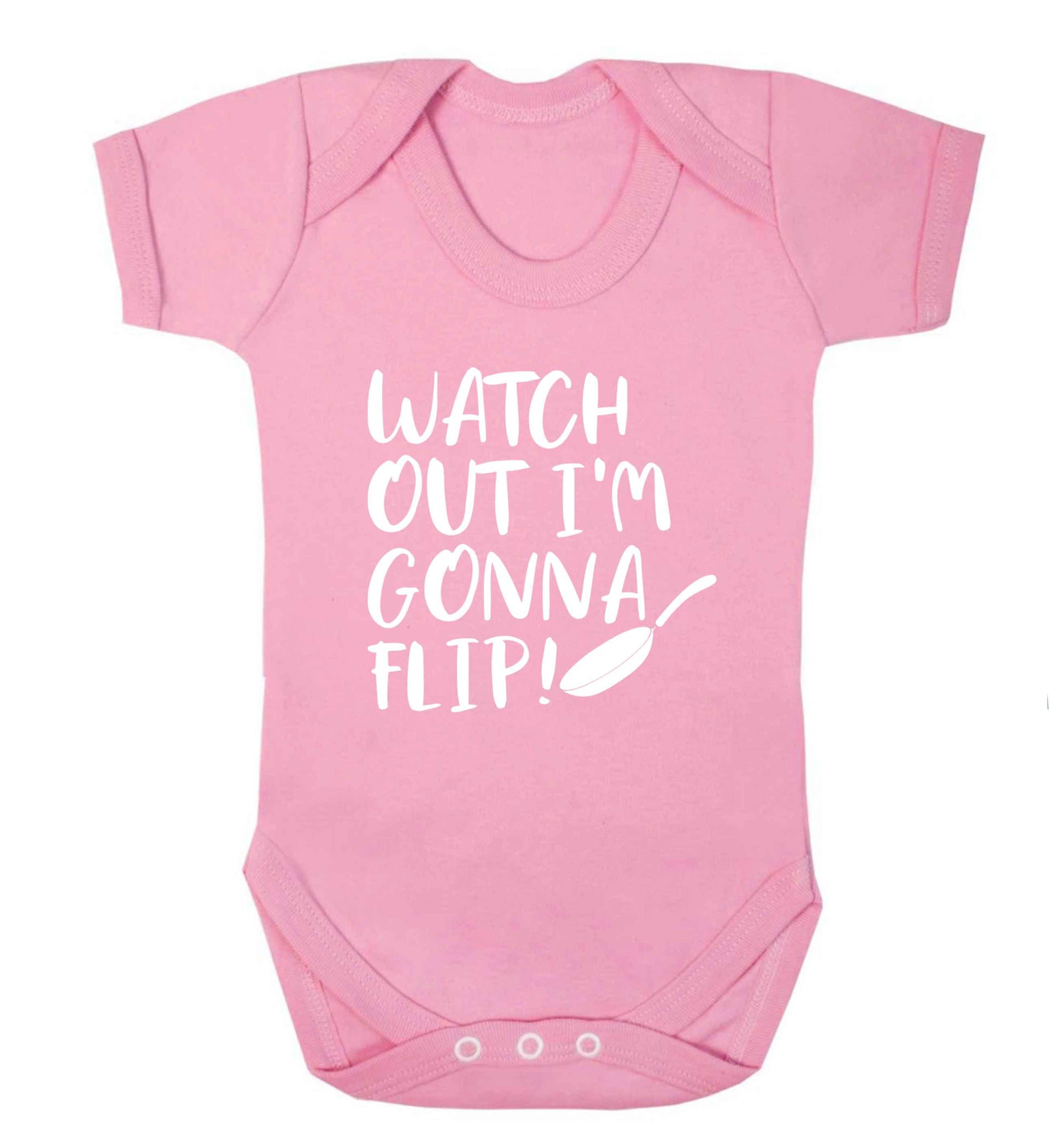 Watch out I'm gonna flip! baby vest pale pink 18-24 months