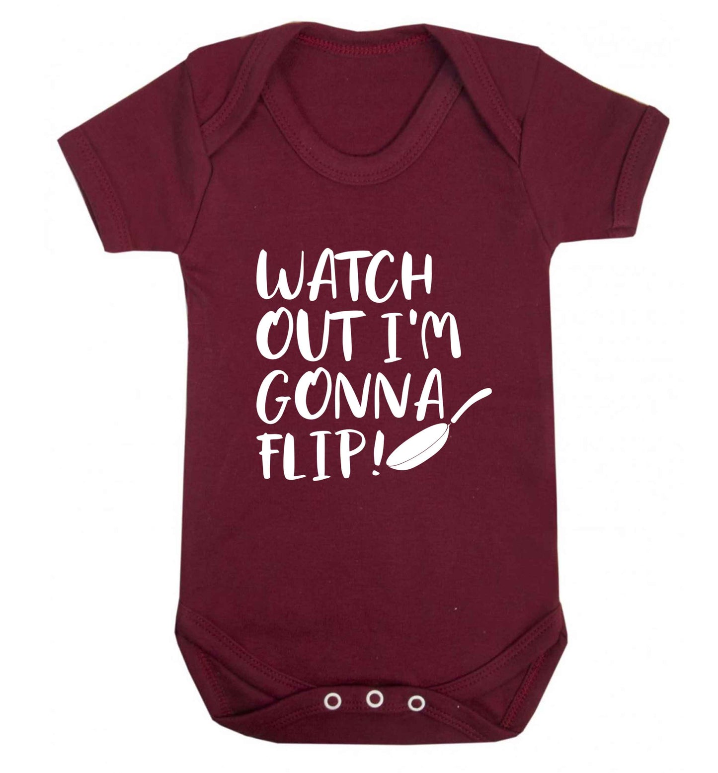 Watch out I'm gonna flip! baby vest maroon 18-24 months