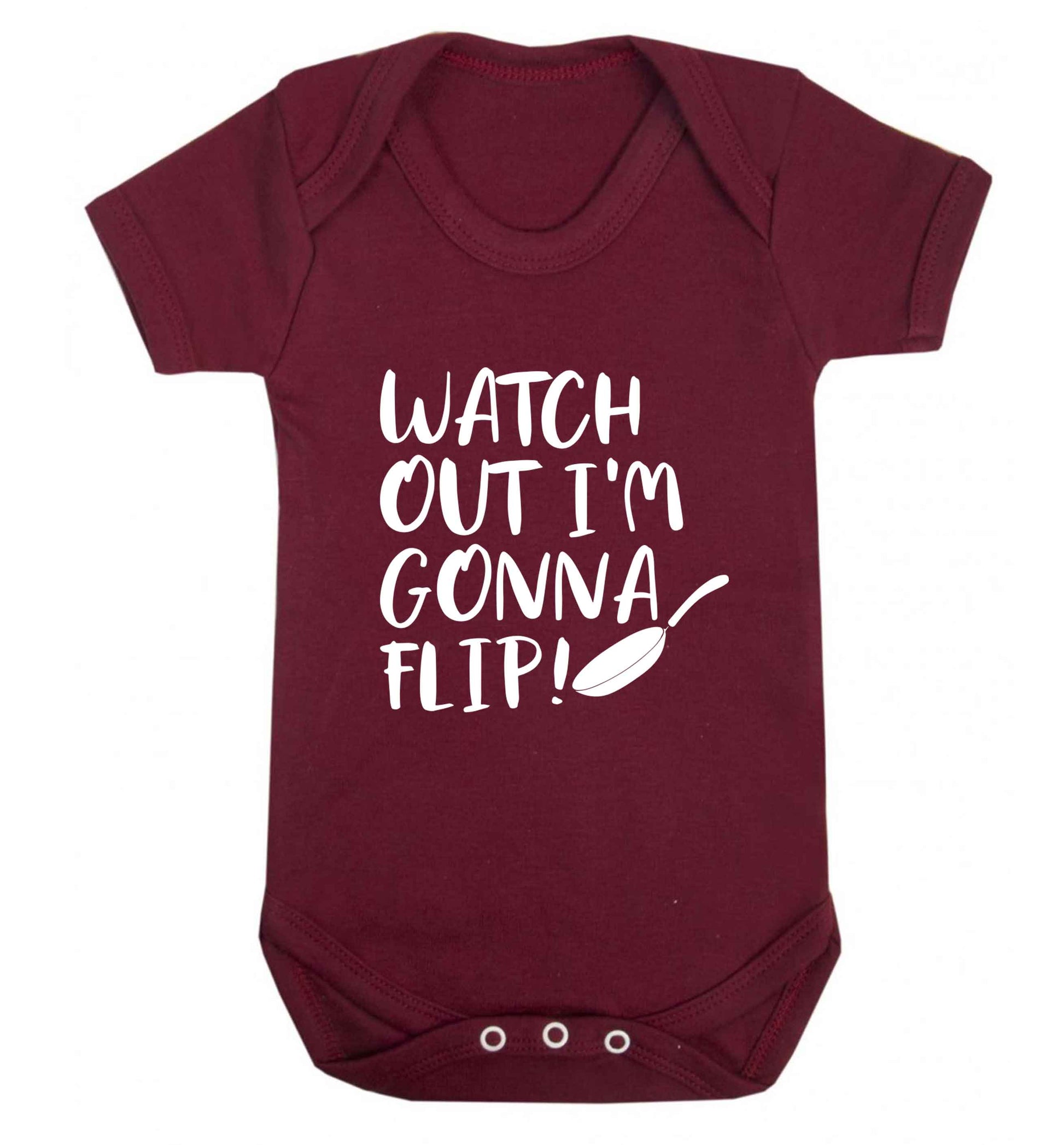 Watch out I'm gonna flip! baby vest maroon 18-24 months