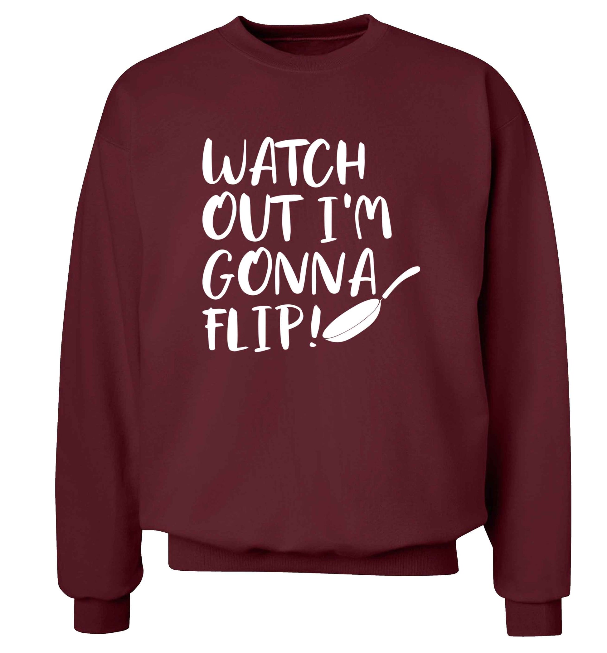 Watch out I'm gonna flip! adult's unisex maroon sweater 2XL