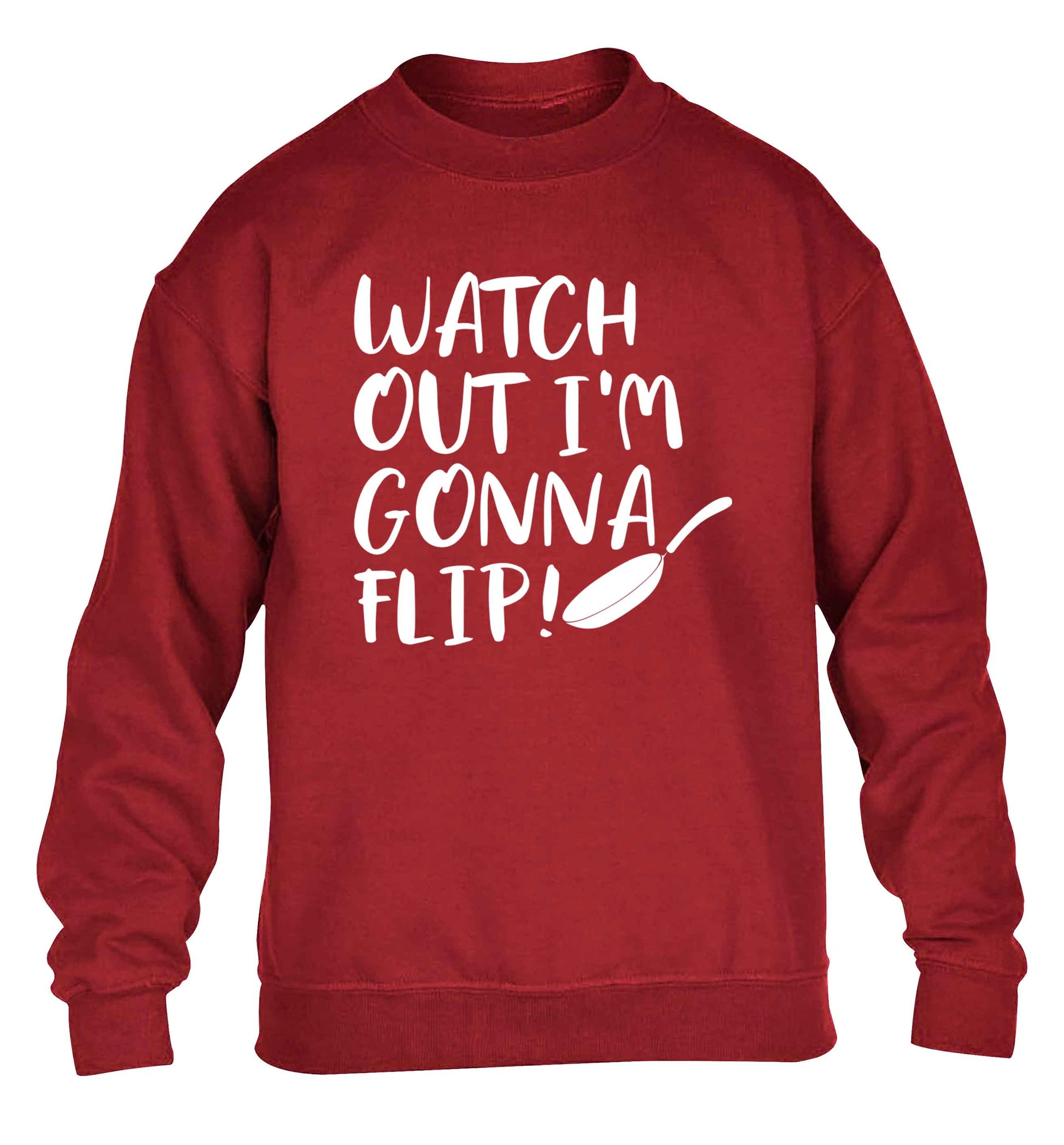 Watch out I'm gonna flip! children's grey sweater 12-13 Years