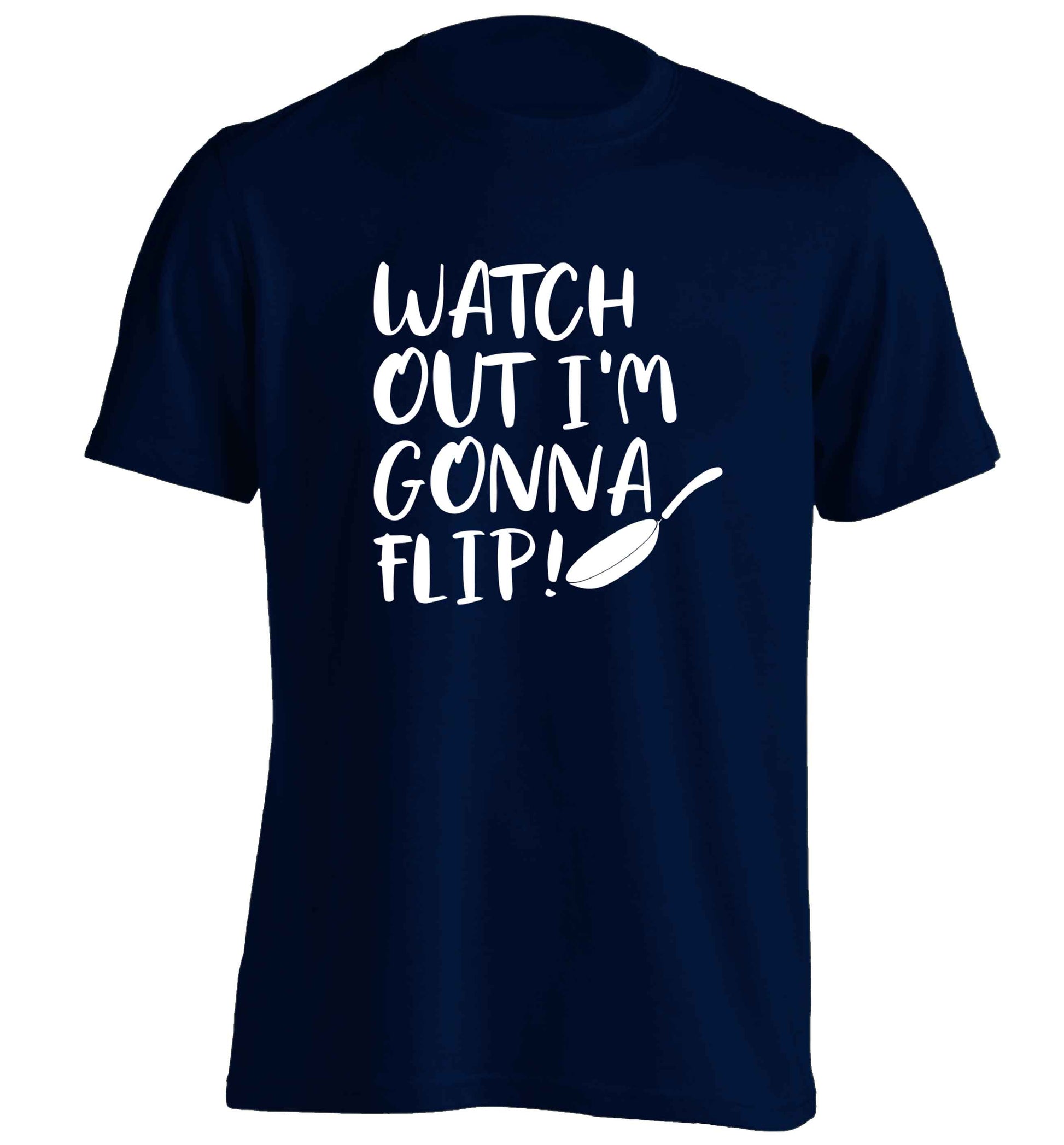 Watch out I'm gonna flip! adults unisex navy Tshirt 2XL