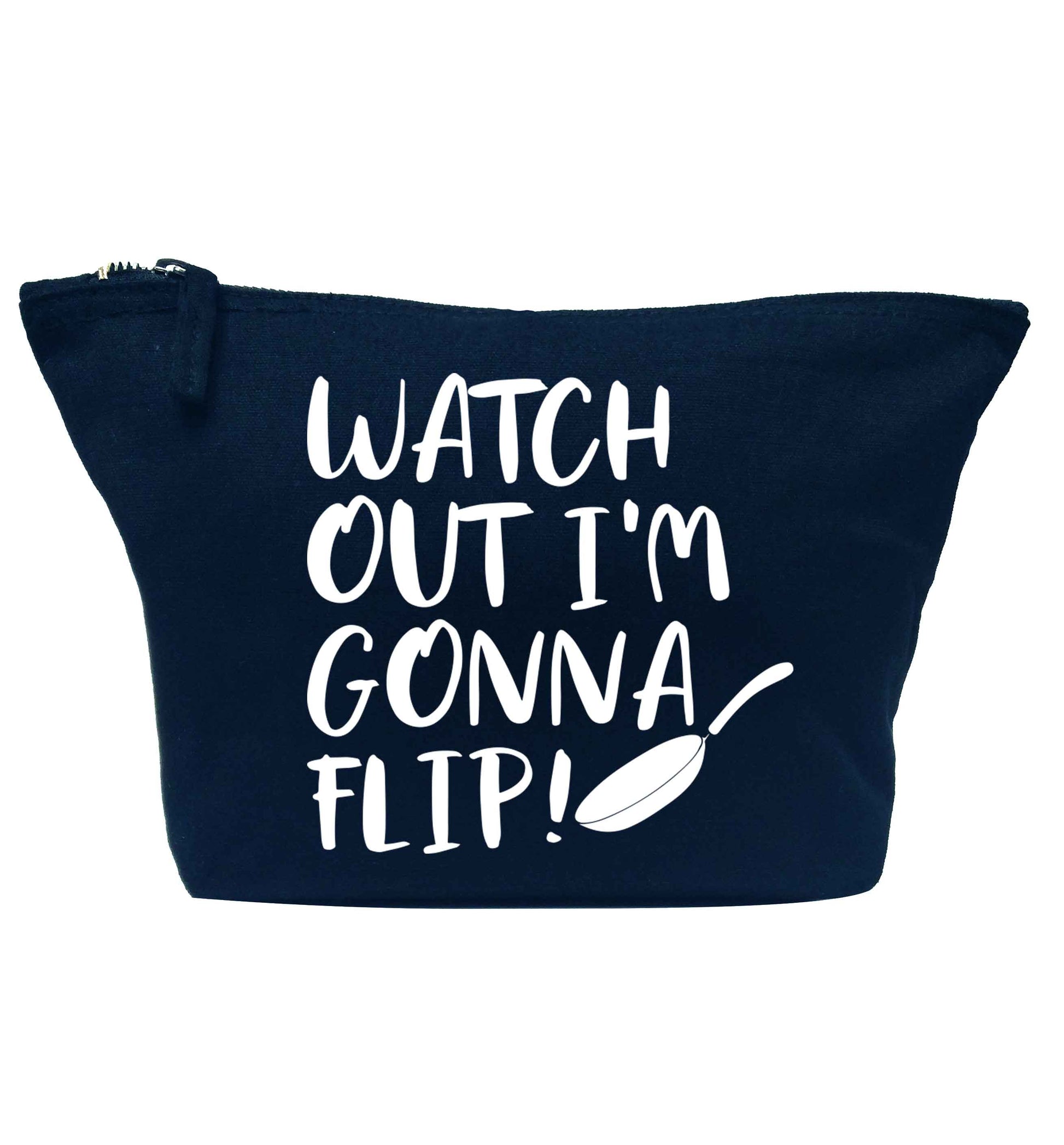 Watch out I'm gonna flip! navy makeup bag