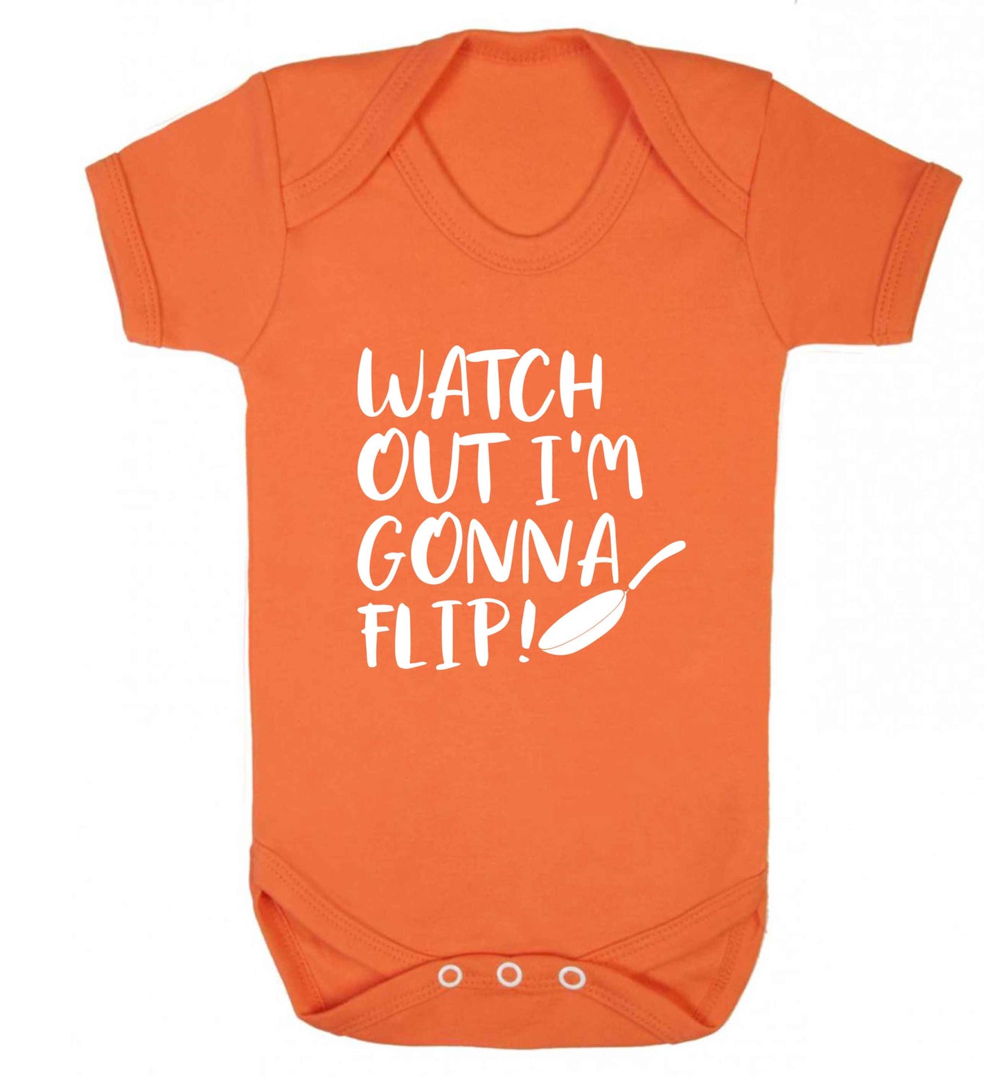 Watch out I'm gonna flip! baby vest orange 18-24 months