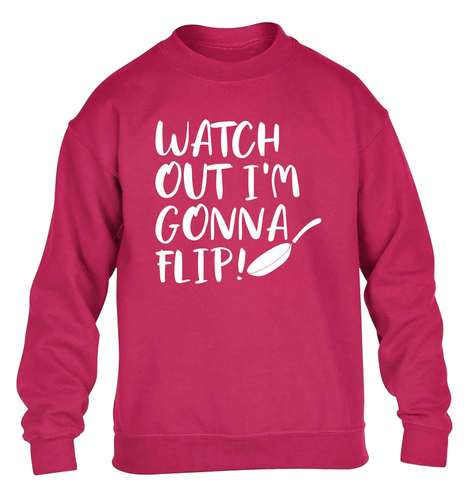 Watch out I'm gonna flip! children's pink sweater 12-13 Years