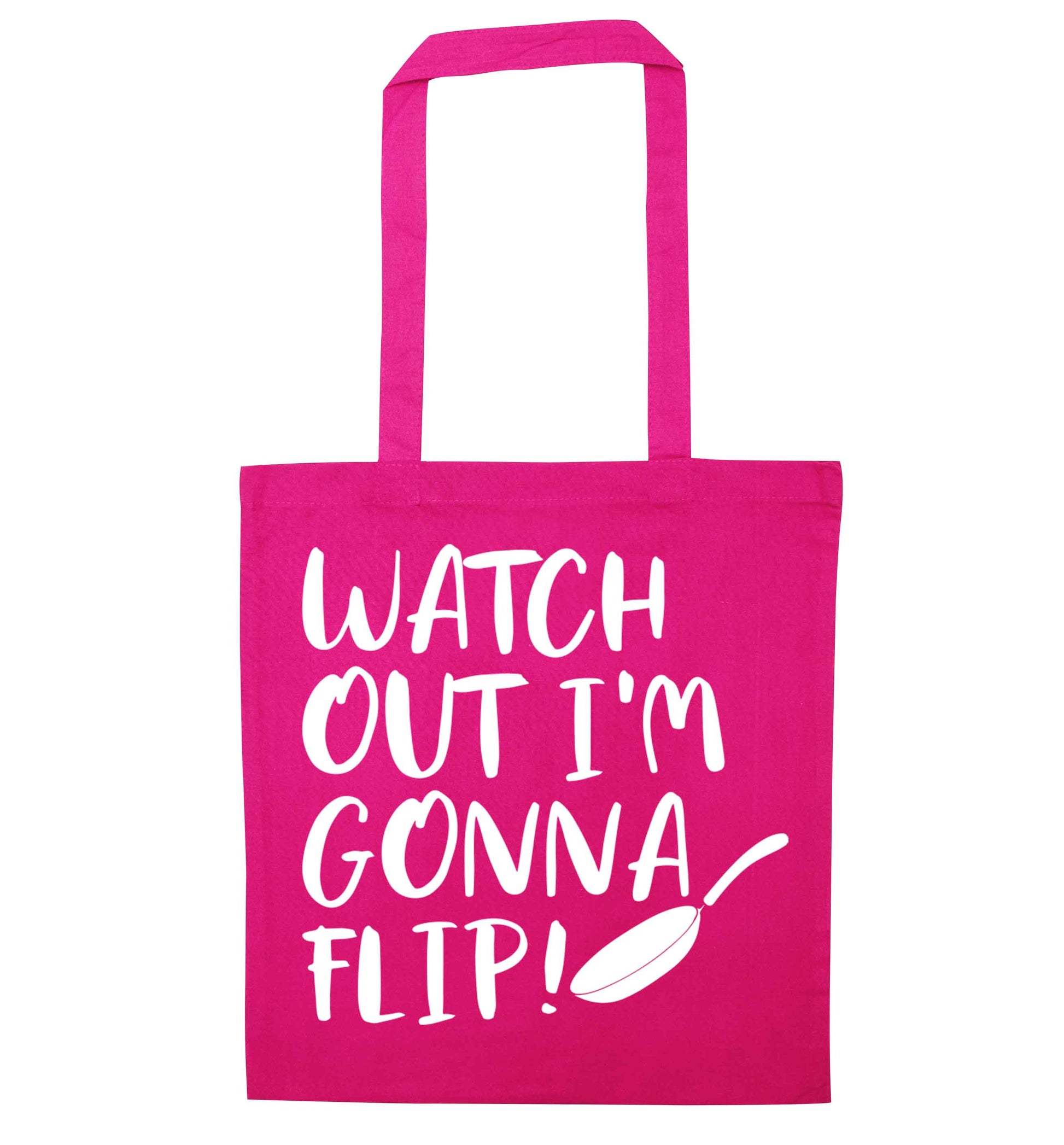 Watch out I'm gonna flip! pink tote bag