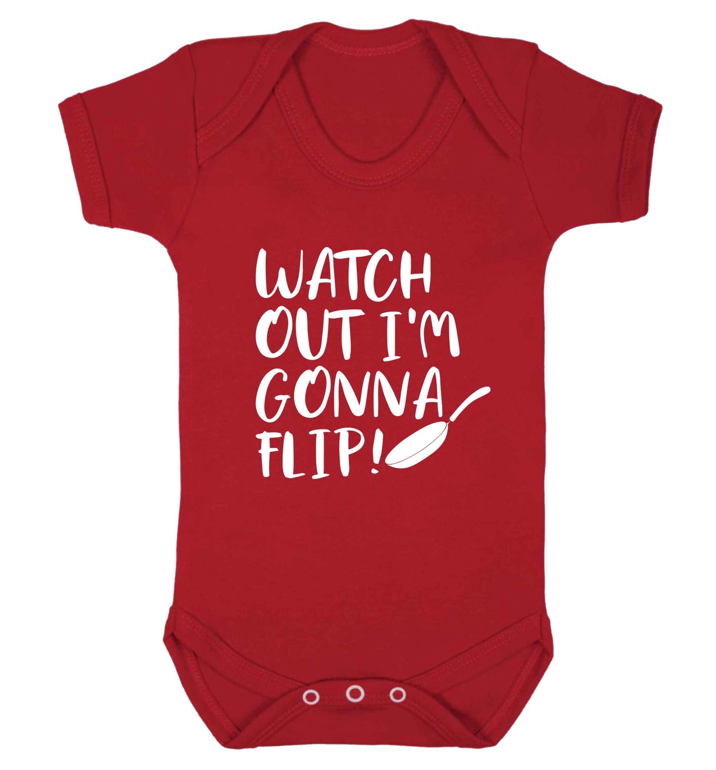 Watch out I'm gonna flip! baby vest red 18-24 months