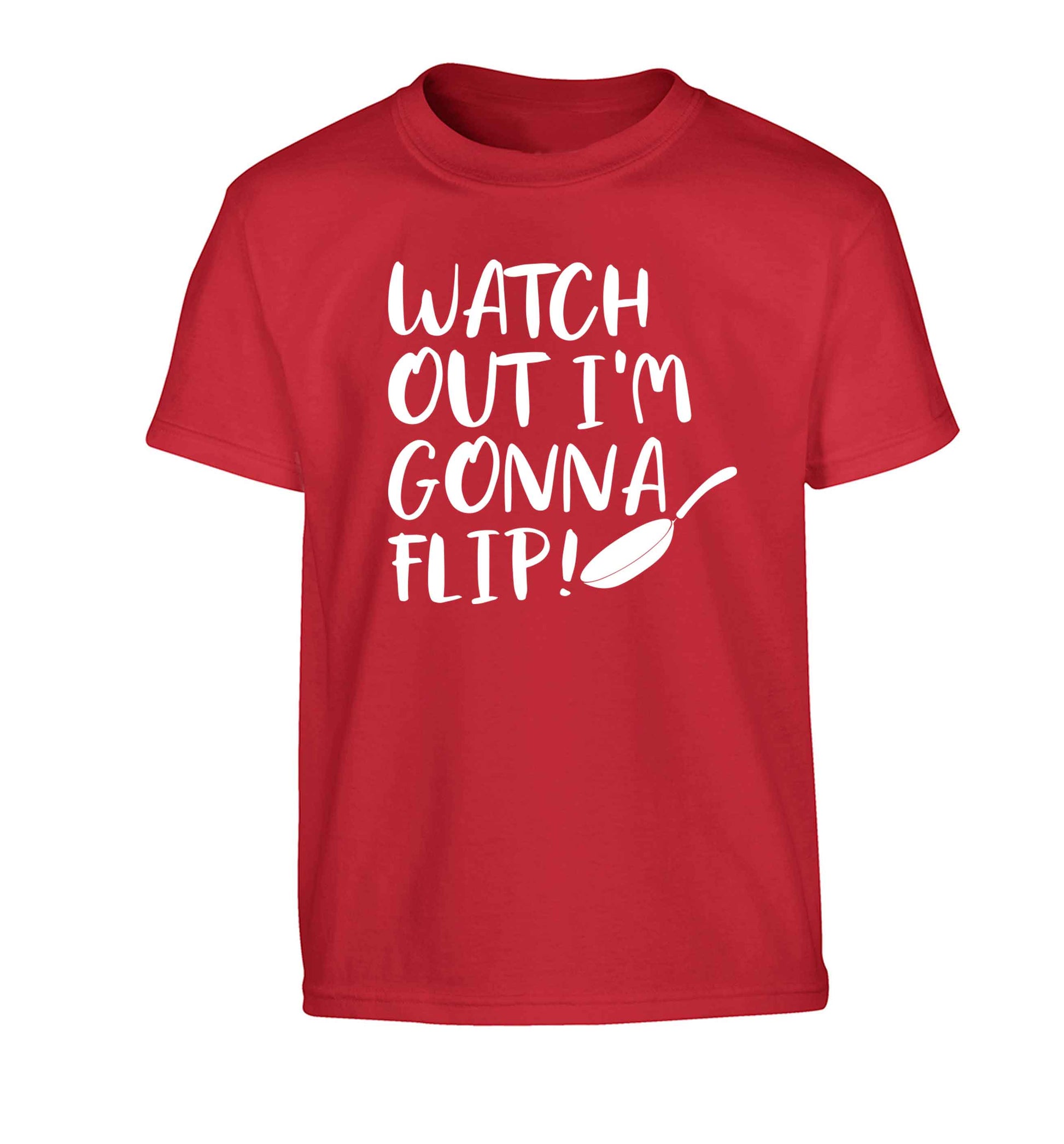Watch out I'm gonna flip! Children's red Tshirt 12-13 Years