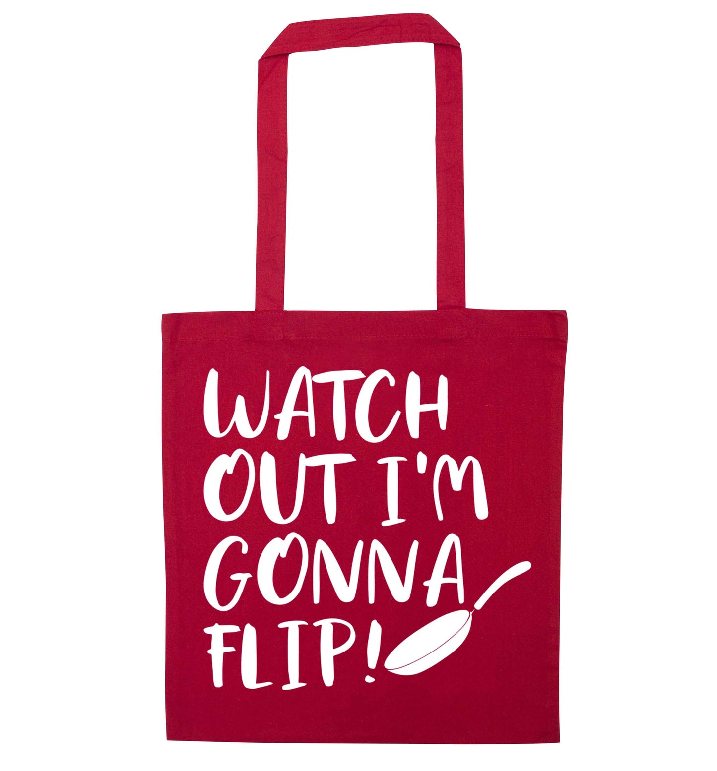 Watch out I'm gonna flip! red tote bag