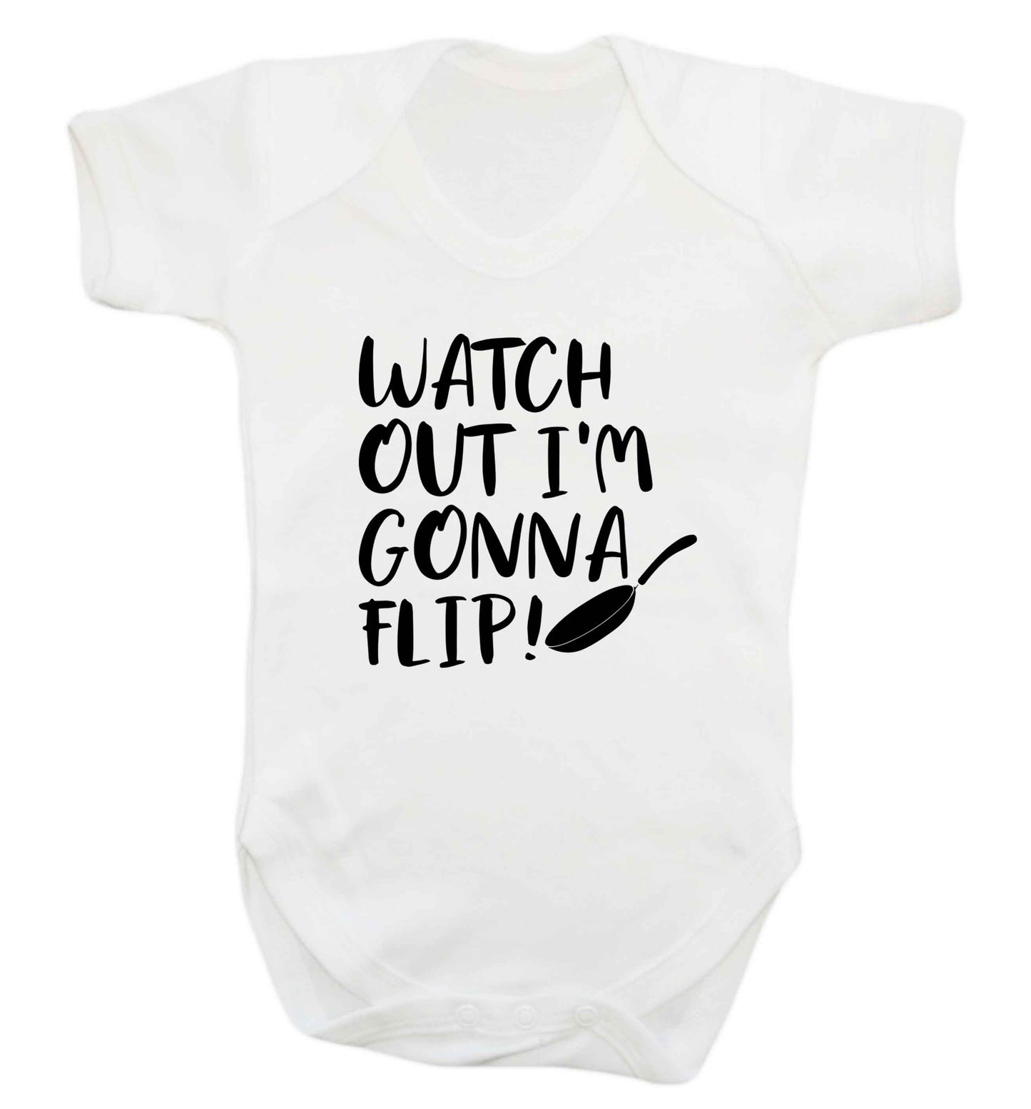 Watch out I'm gonna flip! baby vest white 18-24 months